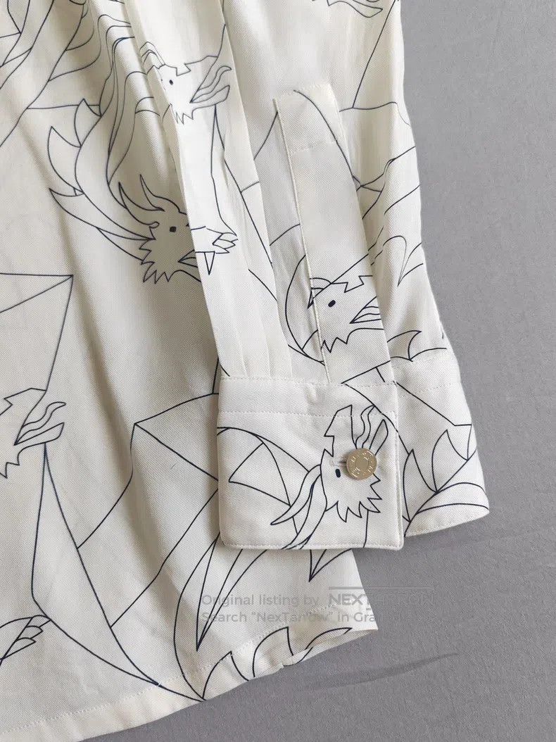 Hermes Hermes size 40 Silk shirt, 100% mulberry silk fabric, drago Size US XXS / EU 40 - 7 Thumbnail
