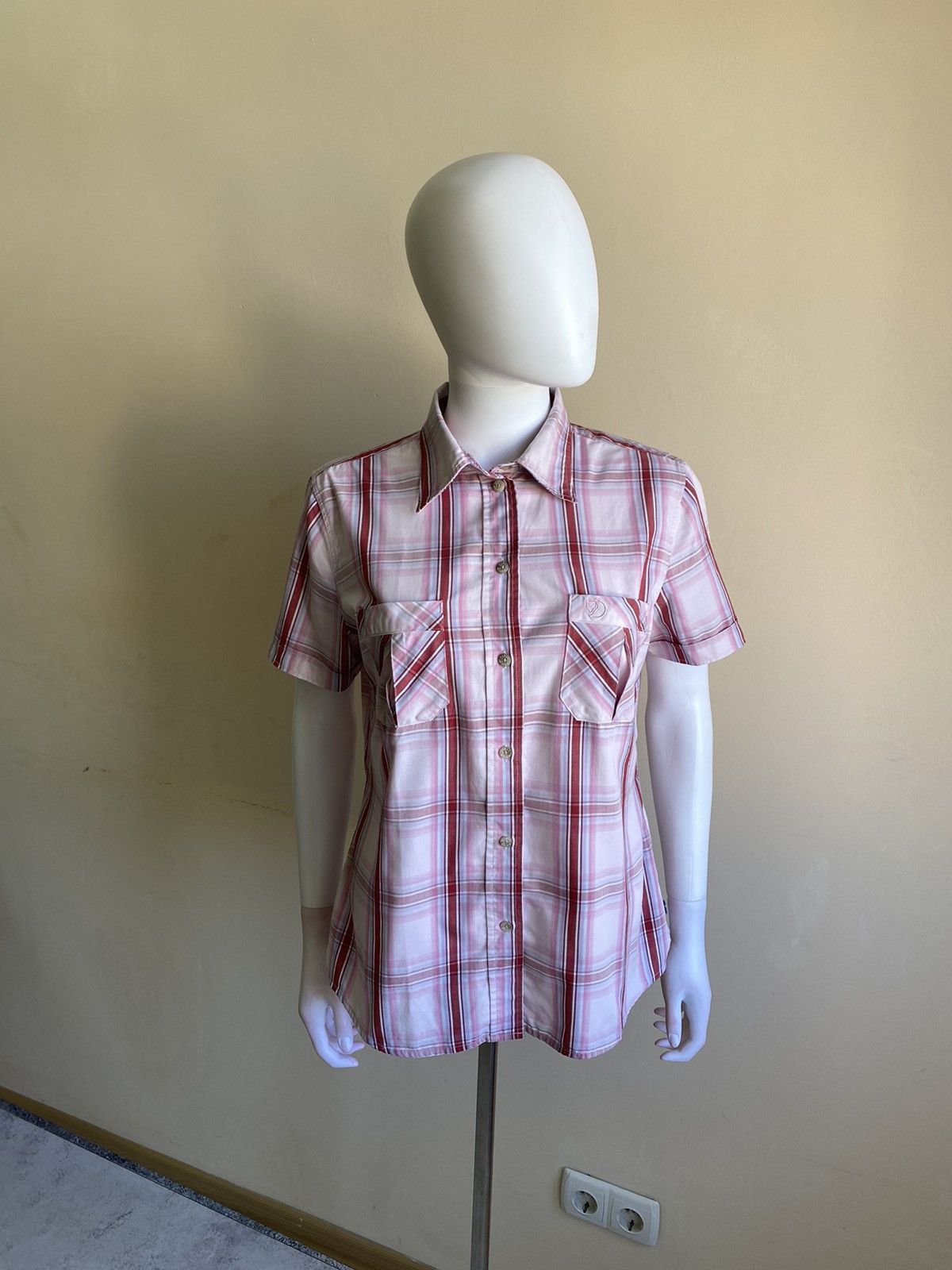 Fjallraven Fjall Raven Womens Pink Button Up Short Sleeve Check Shirt Size M / US 6-8 / IT 42-44 - 2 Thumbnail