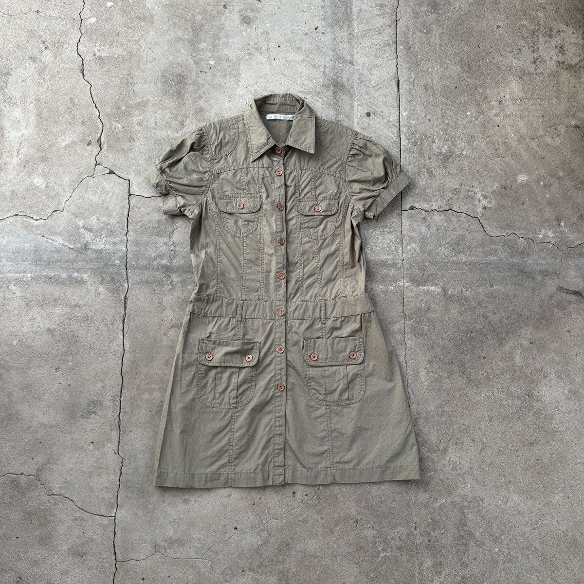 Japanese Brand 00's Xanaka japanese Khaki Midi Dress Multipocket Size M / US 6-8 / IT 42-44 - 1 Thumbnail