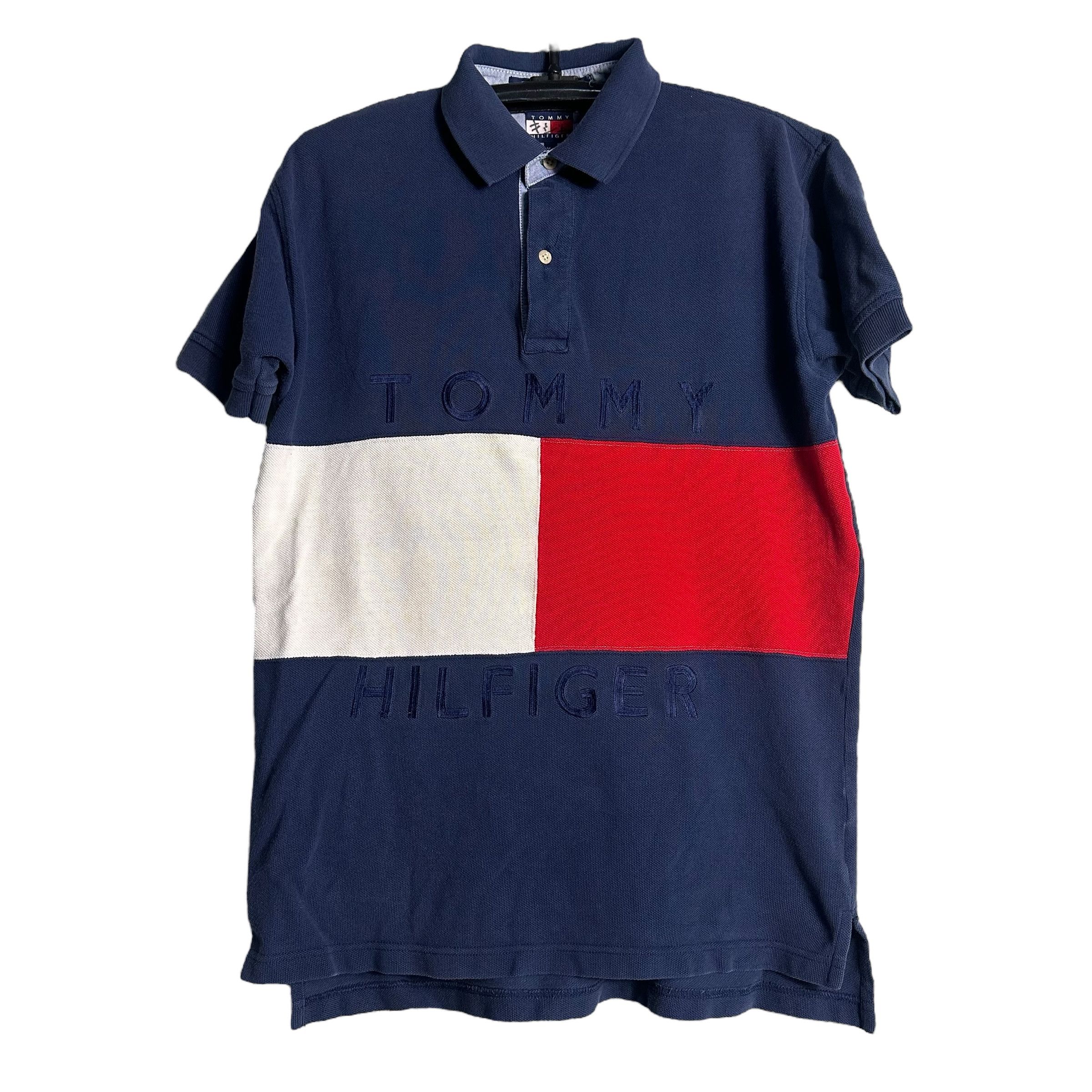 Tommy Hilfiger 🔥RARE🔥Vintage Tommy Hilfiger Flag Spell Out Polo Shirt Size US M / EU 48-50 / 2 - 1 Thumbnail