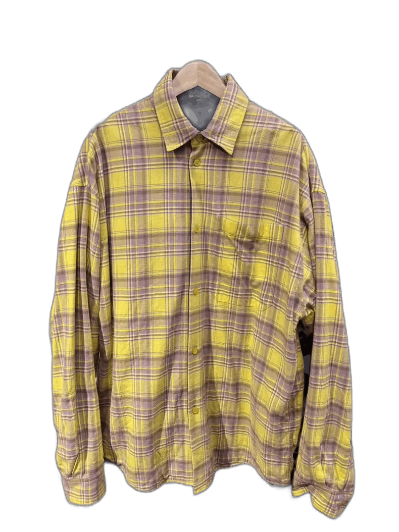 Balenciaga Balenciaga Double-Sided Flannel Shirt Yellow Blue Size US XS / EU 42 / 0 - 1 Thumbnail