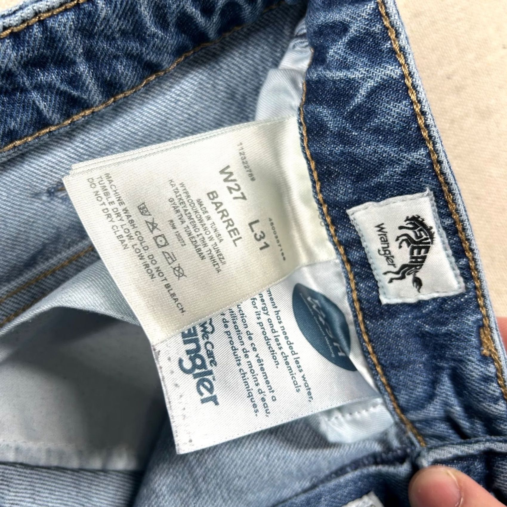 Wrangler VINTAGE Wrangler Barrel Jeans Womens 27 High Rise Cowboy 652 Western Country Farmer Jeans Blue Cotton Spandex 5-Pocket Inseam 31 Womens Size 27" / US 4 / IT 40 - 6 Thumbnail