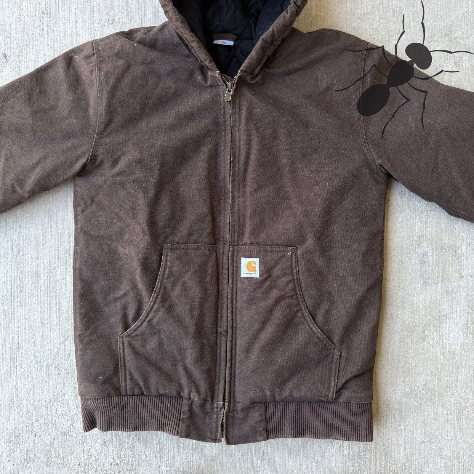 Carhartt × Vintage Carhartt YOUTH brown hooded work wear jacket Size US XS / EU 42 / 0 - 6 Thumbnail