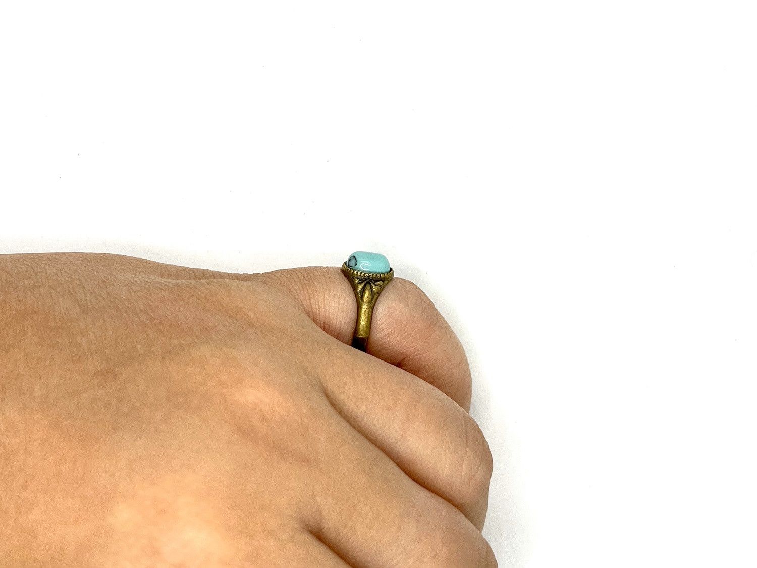 Handmade Blue Turquoise bronze ring - size 6 Size ONE SIZE - 5 Thumbnail