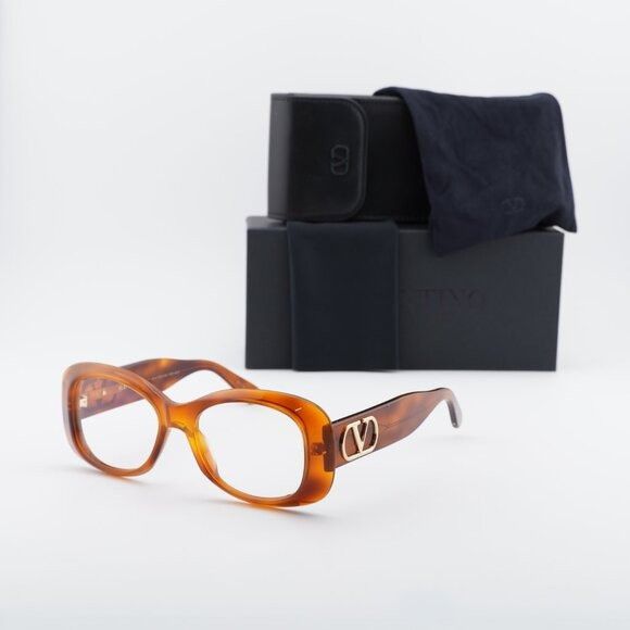 Valentino Valentino VLX-181C Eyeglasses Light Havana/Gold 53mm Square Size ONE SIZE - 1 Thumbnail