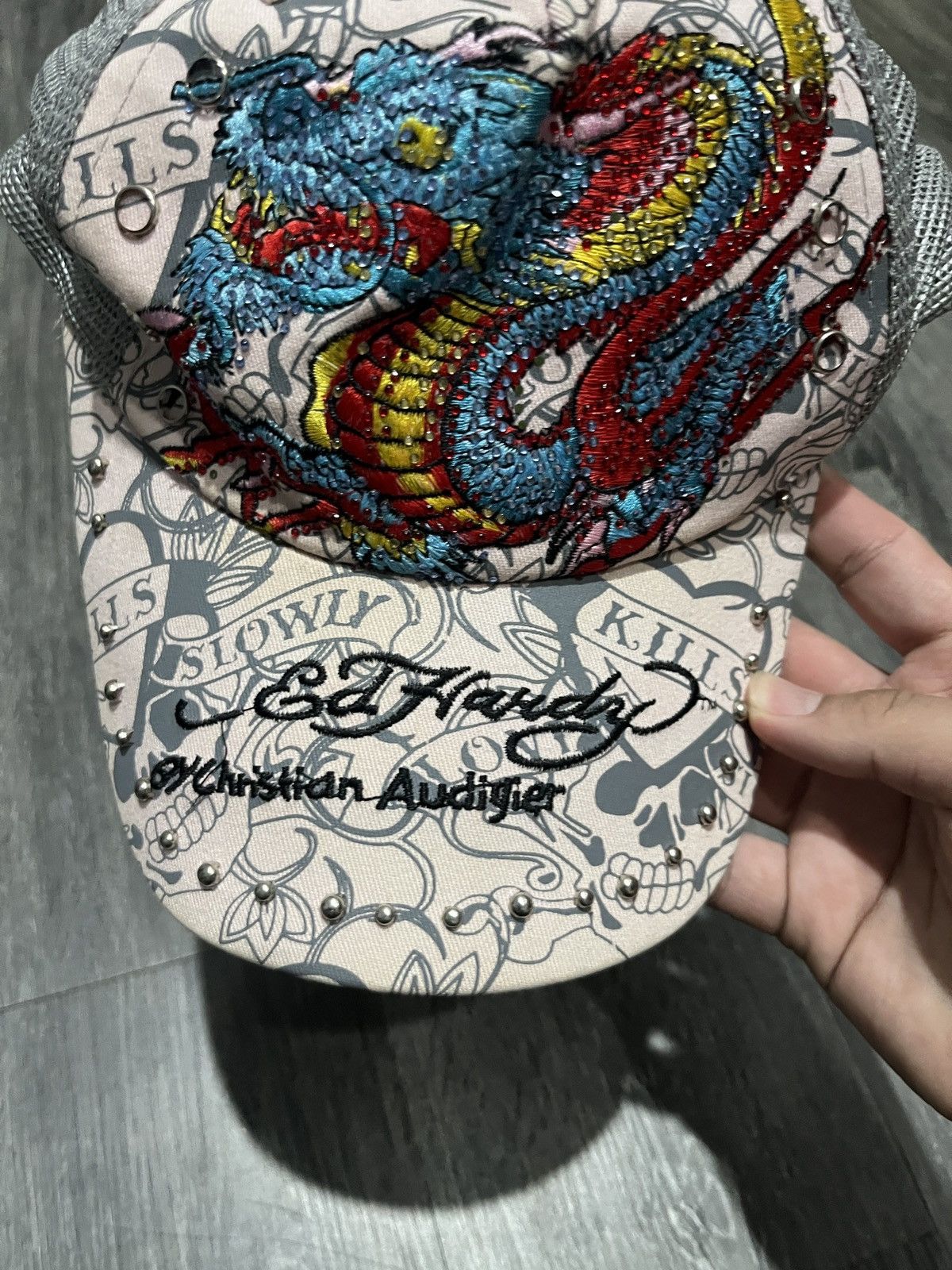 Other Blue Dragon Glitter Ed Hardy Trucker Cap Size ONE SIZE - 2 Thumbnail