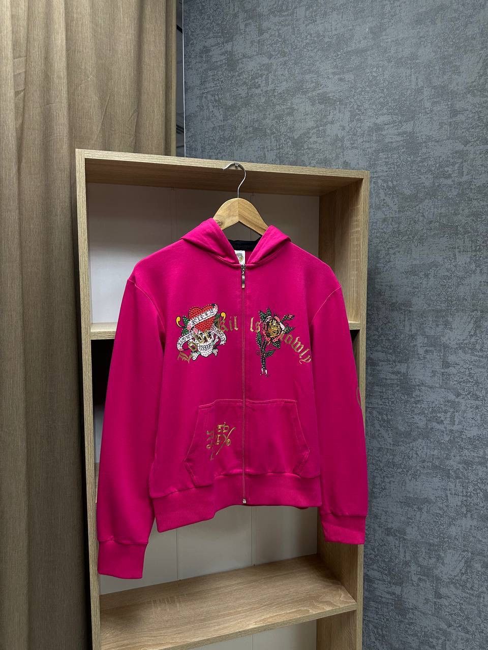 Christian Audigier × Ed Hardy × Vintage Vintage Ed Hardy Christian Audigier Women’s Pink Hoodie Size XL / US 12-14 / IT 48-50 - 7 Thumbnail