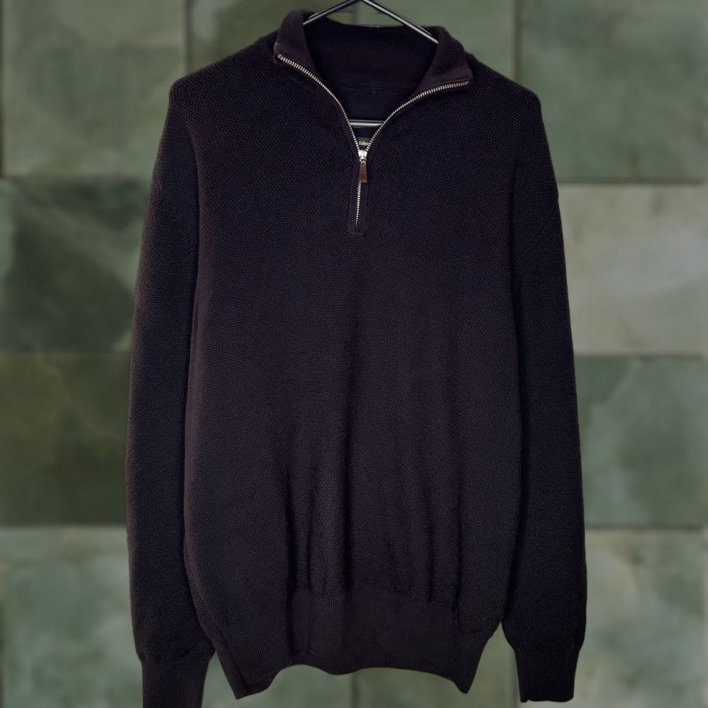 Allen Edmonds VINTAGE Allen Edmonds 1/4 Zip Pullover Sweater Knit Large Black Wool Merino 100% Made In Italy Mens Size US L / EU 52-54 / 3 - 1 Thumbnail