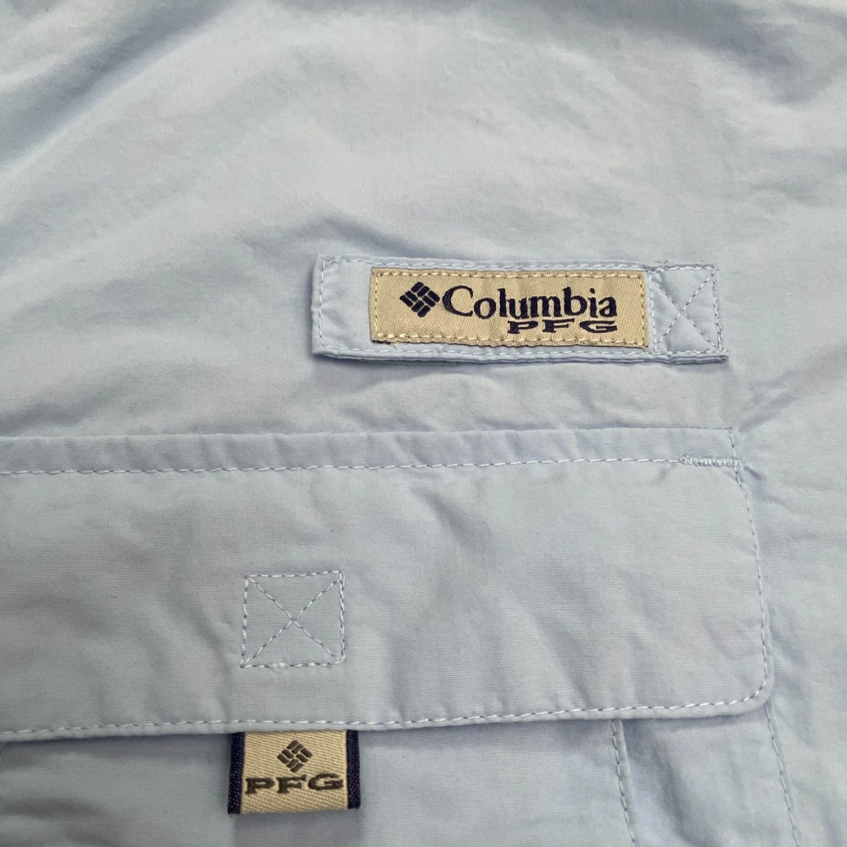 Vintage Columbia PFG Bahama Shirt Mens LT Blue Button-Down Short Sleeve Omni-Shade Fishing Outdoor Casual Travel Size US L / EU 52-54 / 3 - 7 Thumbnail