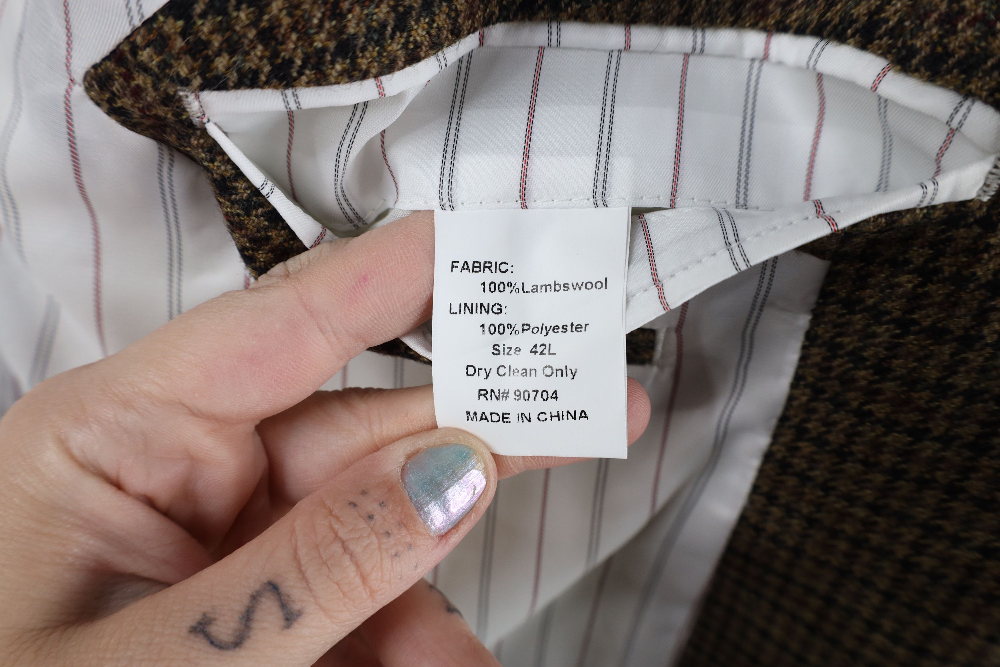 Vintage Deadstock Vintage Wool Houndstooth 2 Button Suit Coat Jacket Size 42L - 10 Thumbnail