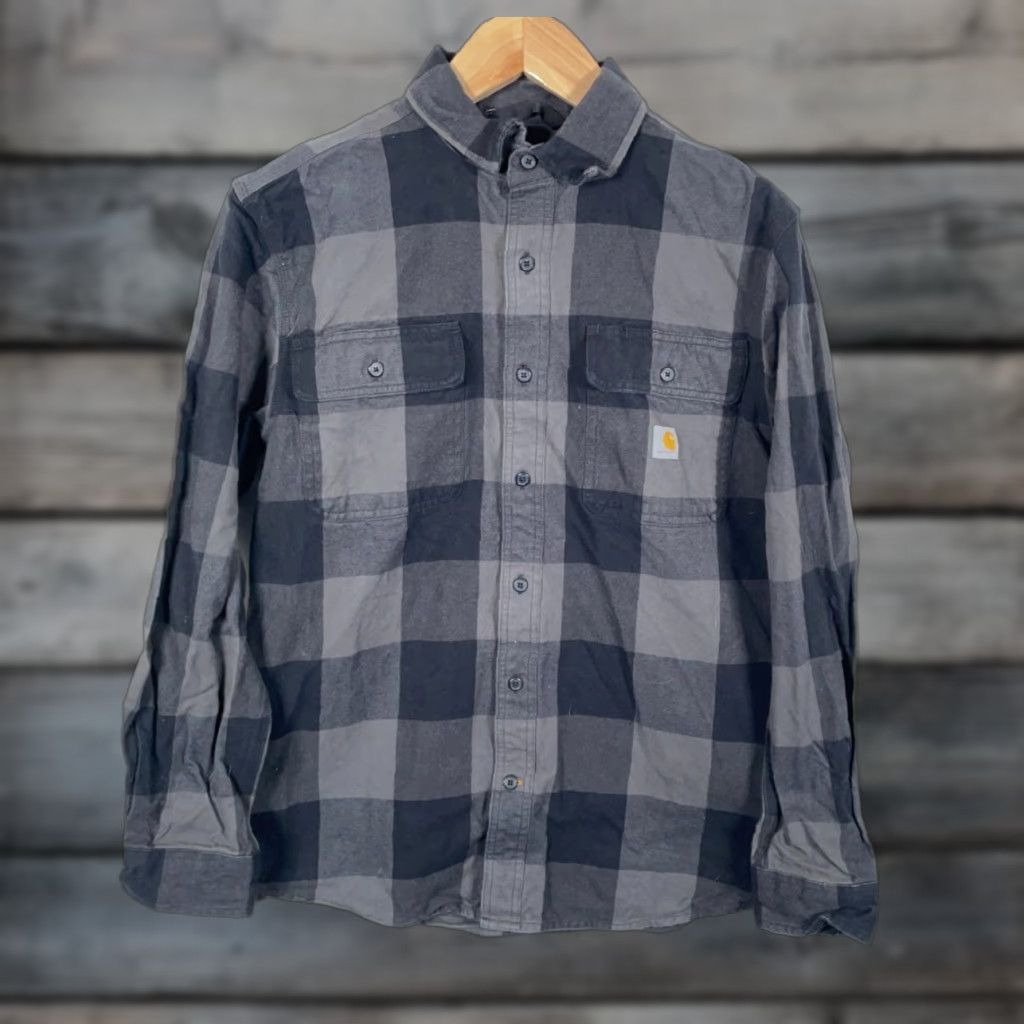 Carhartt VINTAGE? No, but Carhartt Loose Fit Flannel Shirt Men’s Medium Gray Black Check Pattern 107013 Size US M / EU 48-50 / 2 - 1 Thumbnail