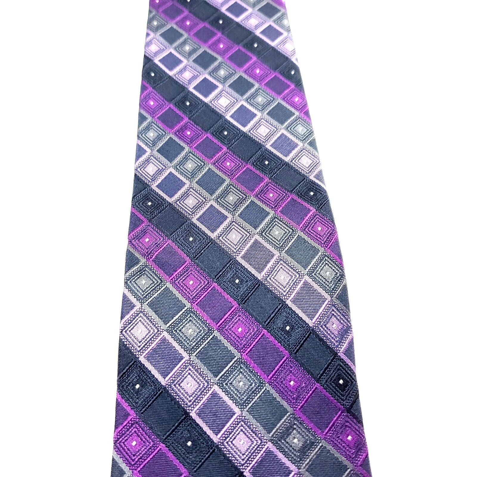 Calvin Klein Calvin Klein Multi Colored Silk Tie Woven Skinny Check Strip Size ONE SIZE - 2 Thumbnail