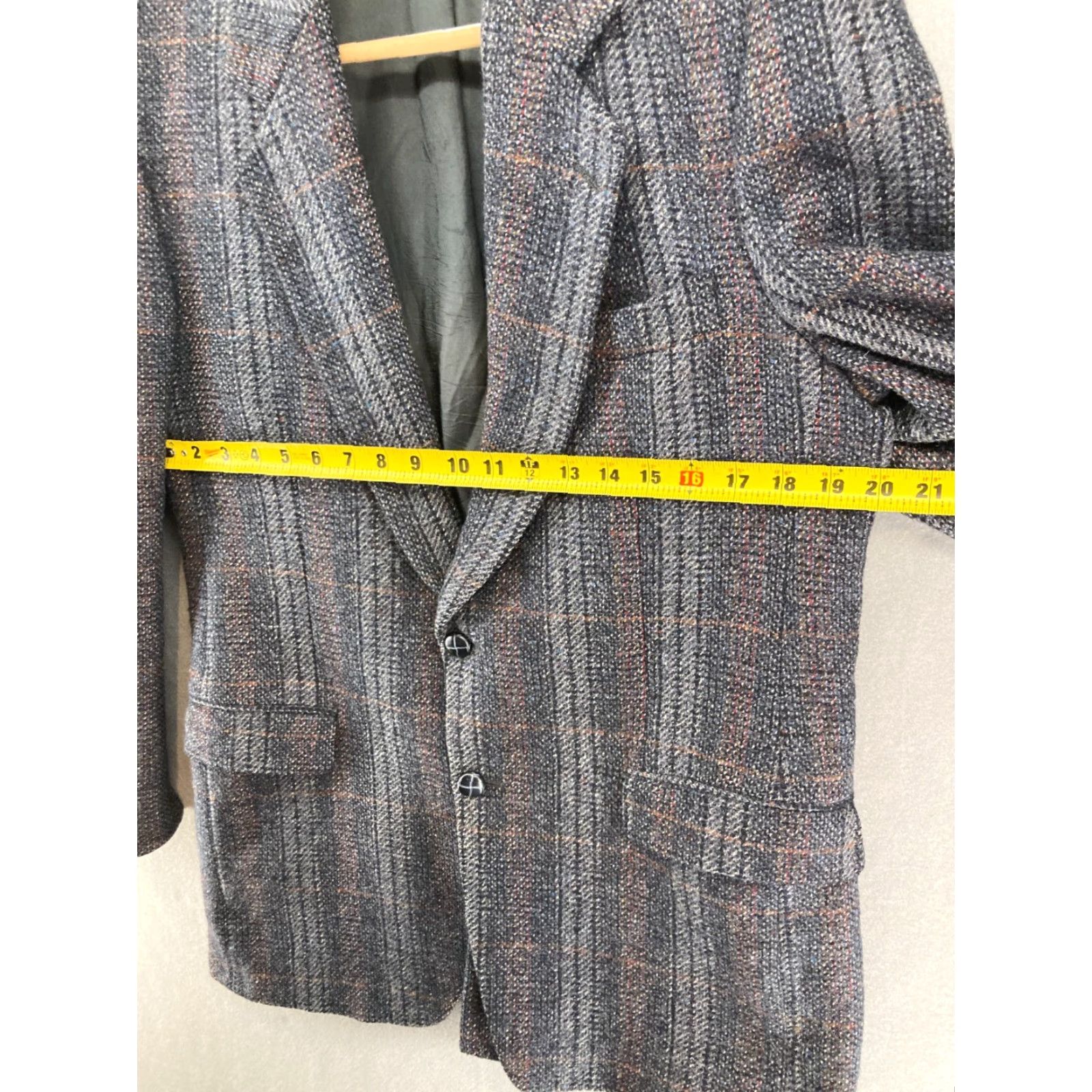 MooRER VINTAGE Moores Tweed Blazer Suit Jacket Mens 42 Regular Gray Plaid 80s Size 42R - 2 Thumbnail