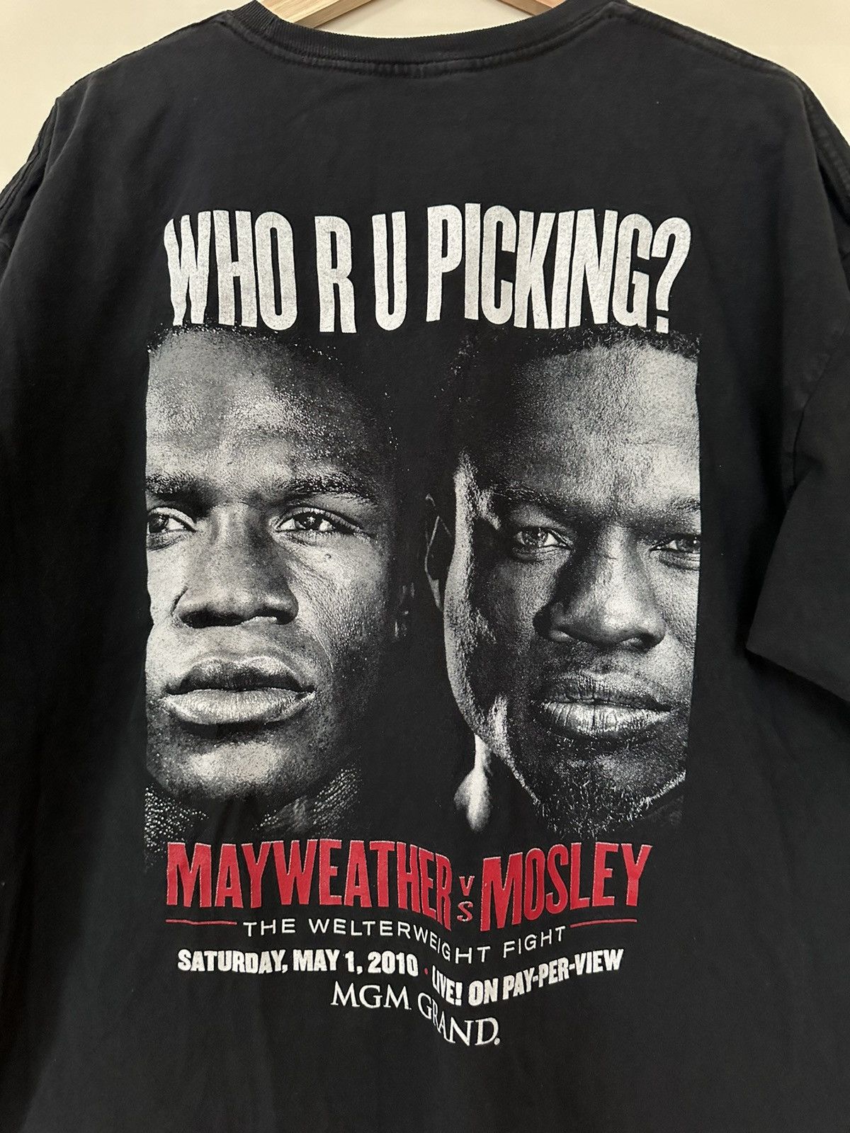 Vintage 2010 Mayweather Vs. Mosley MGM Grand Boxing T-Shirt Size US XL / EU 56 / 4 - 4 Thumbnail