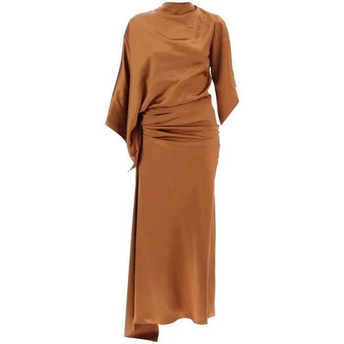 image of Christopher Esber O1S22I1N0424 Silk Midi Dress In Brown, Women's (Size Small)