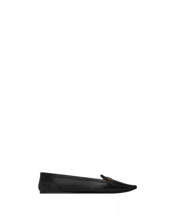 SAINT LAURENT Poppy Black Leather Ballerinas New/Auth