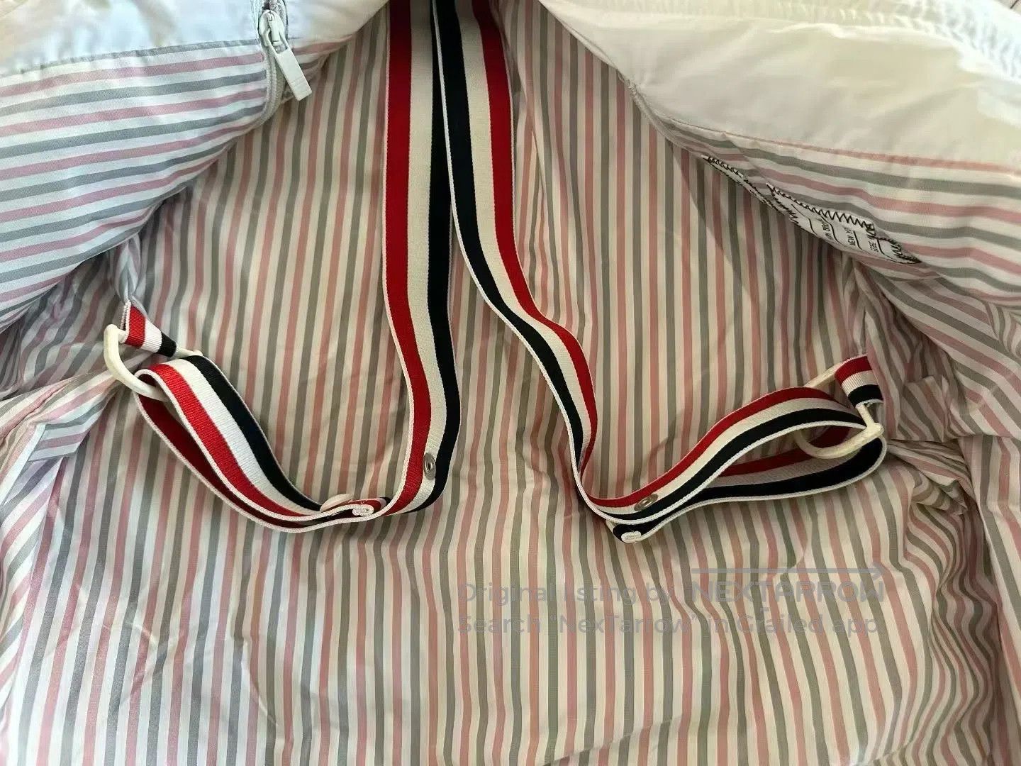 Thom Browne Thom Browne White Long Down Coat with Back Color-Block Str Size US XS / EU 42 / 0 - 5 Thumbnail