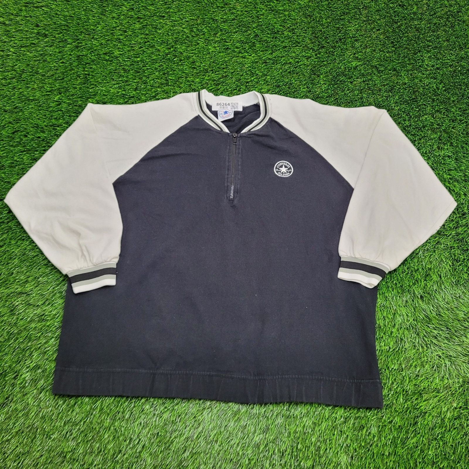 Converse Vintage Y2K Converse 1/4-Zip Sweatshirt XL 27x28 Black White Size US XL / EU 56 / 4 - 1 Thumbnail