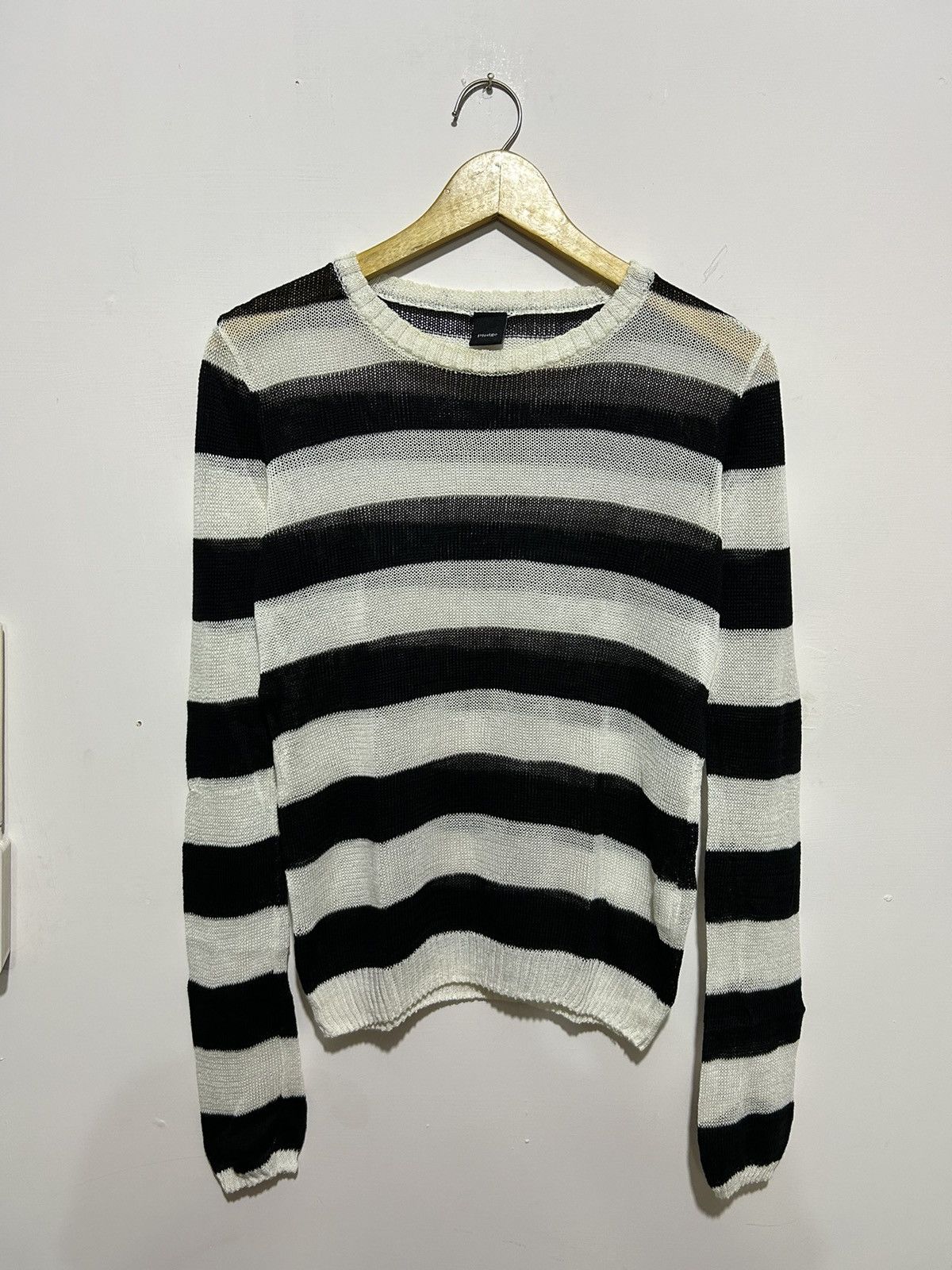 image of Avant Garde x Pledge Stripe Mohair Knit in Black White, Men's (Size Medium)
