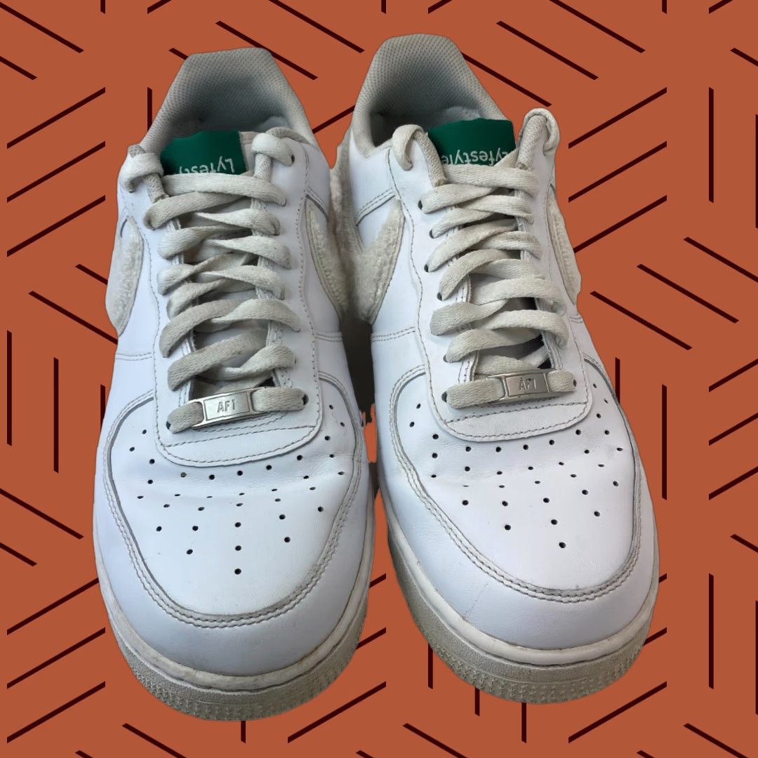 Nike RARE CUSTOM LYFESTYLE BROOKLYN NIKE AIR FORCE 1 '07 TRIPLE WHITE MENS 11.5 PATCH Size US 12 / EU 45 - 1 Thumbnail