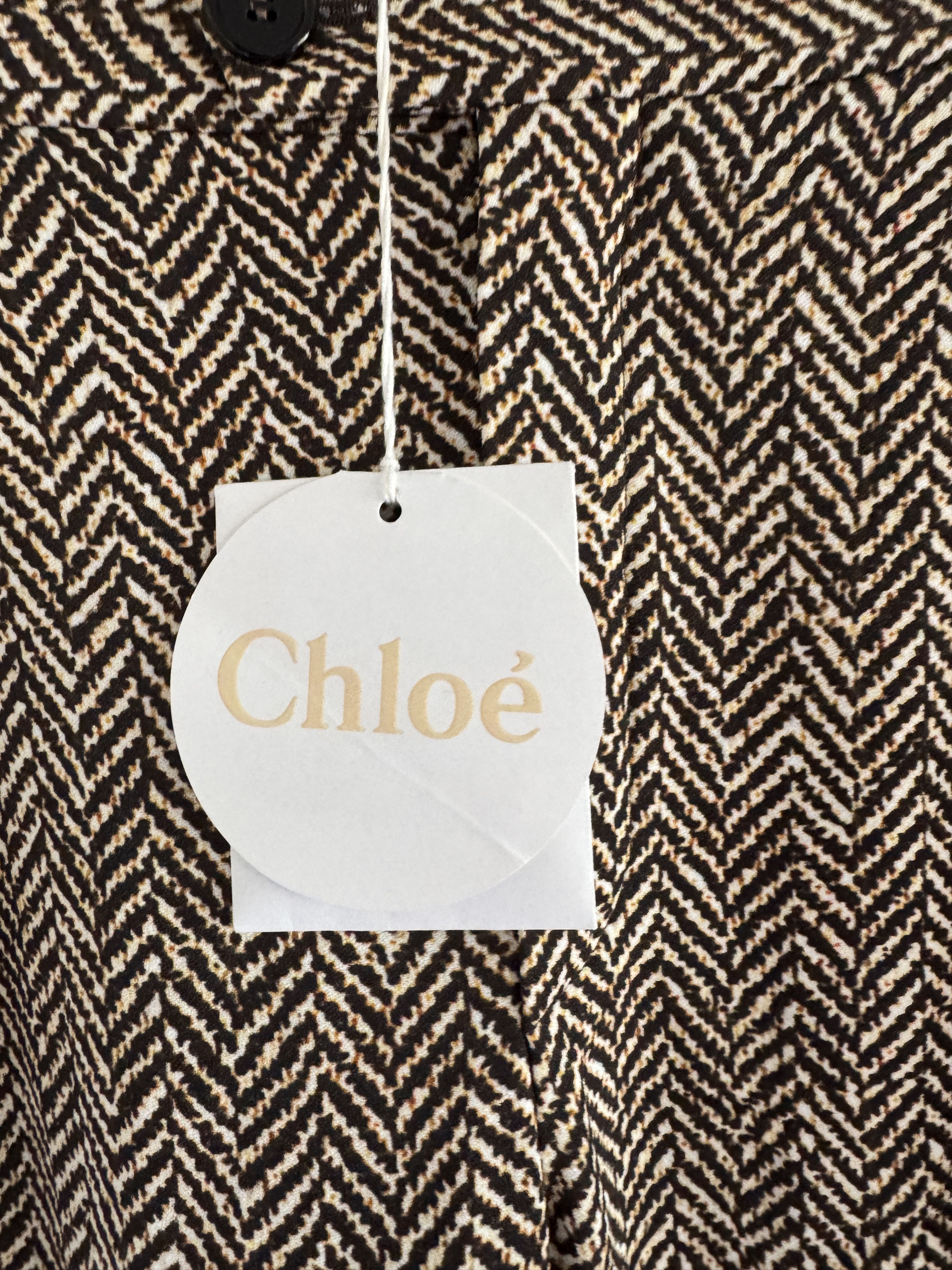 Chloe Gold Pattern Wide-Leg Trousers Size 28" / US 6 / IT 42 - 3 Thumbnail