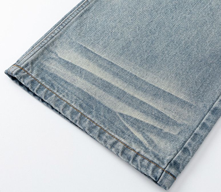 Jean Men's straight washed blue distressed casual vintage jeans Size US 32 / EU 48 - 5 Thumbnail