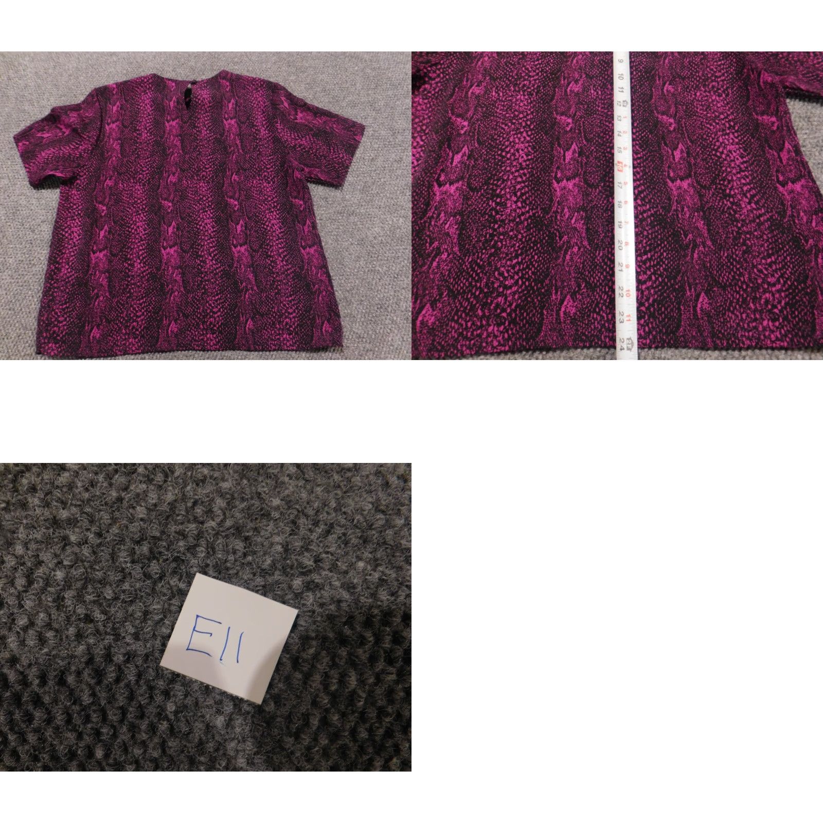 Jordan Brand Jordan Womens Blouse L Purple Stretch Crew Neck Short Sleeve Pullover Casual Polyester Rayon Floral Button Basic Size L / US 10 / IT 46 - 8 Thumbnail
