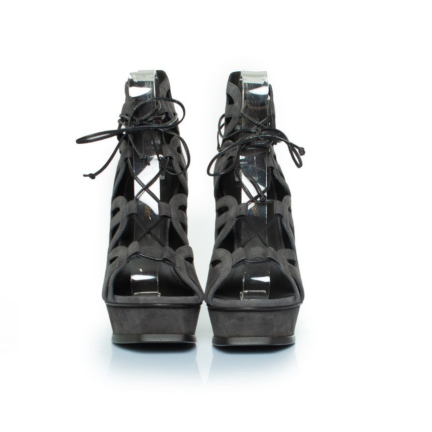 Saint Laurent Paris Saint Laurent, Suede lace up tribute 16 pumps Size US 9.5 / IT 39.5 - 4 Thumbnail