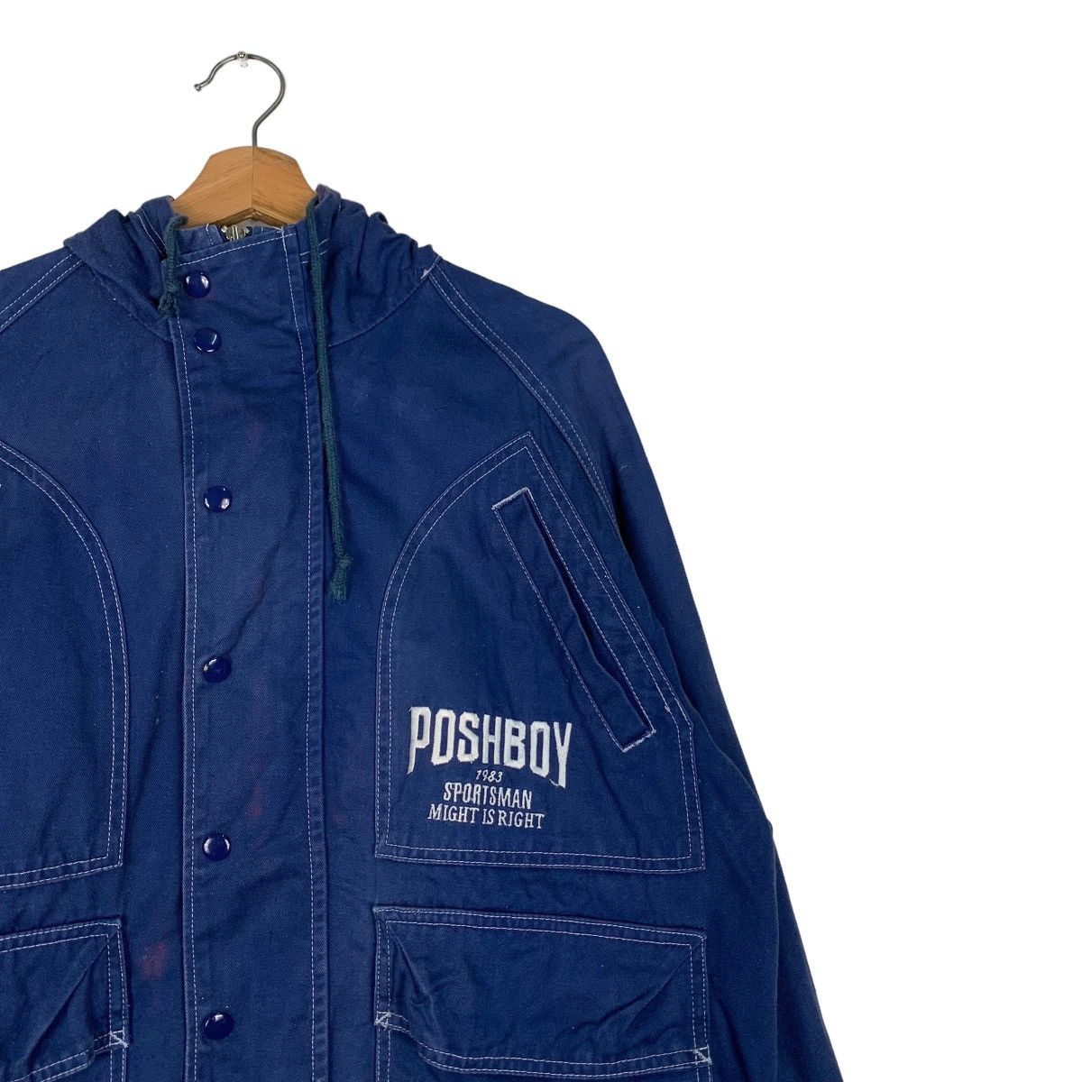 Japanese Brand POSH BOY Big Logo Hooded Chore Jacket #0579-C26 Size US L / EU 52-54 / 3 - 6 Thumbnail