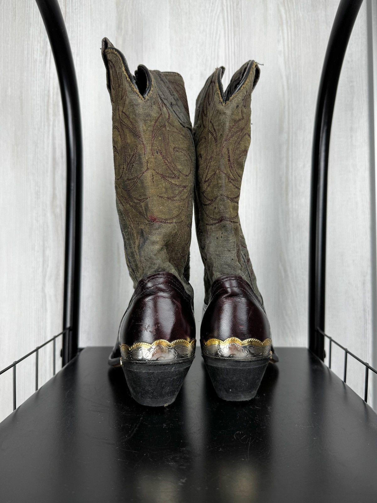 Cowboy Equipment Vintage Cowboy Cossacks USA Brown/Grey Leather Textile Boots Size US 6 / IT 36 - 11 Thumbnail