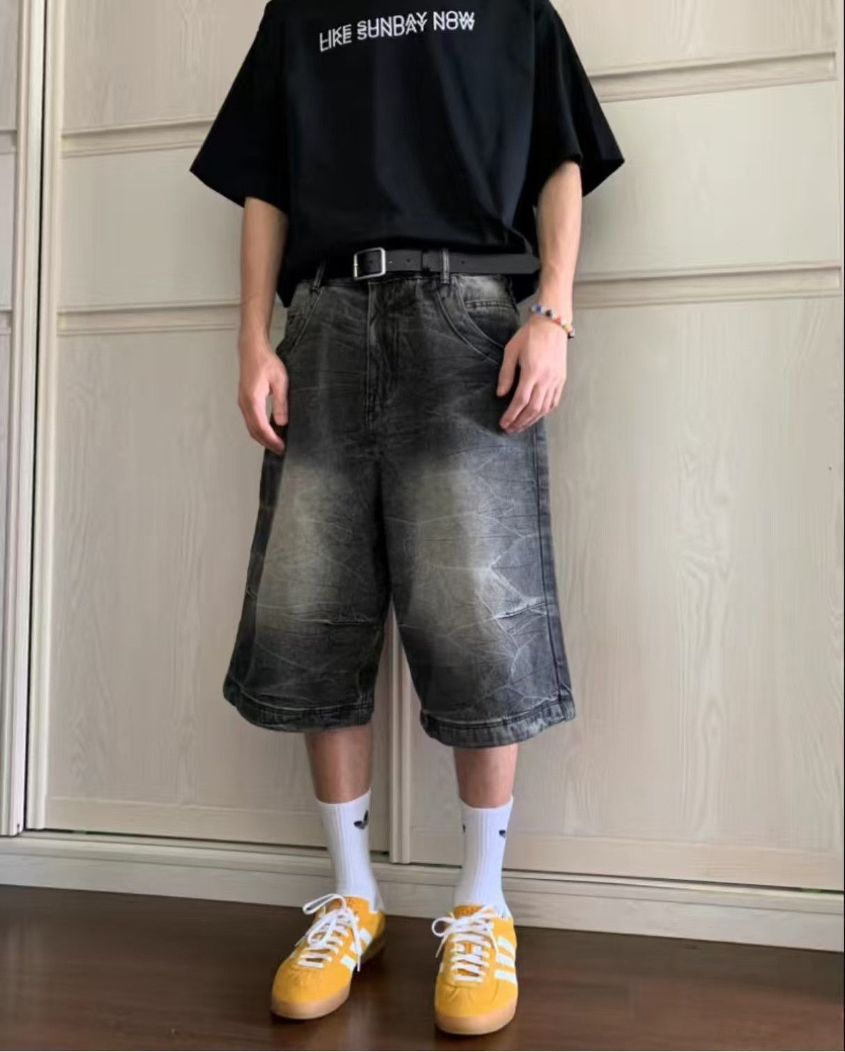 Japanese Brand × Jean Black washed vintage straight distressed denim shorts Size US 32 / EU 48 - 1 Thumbnail