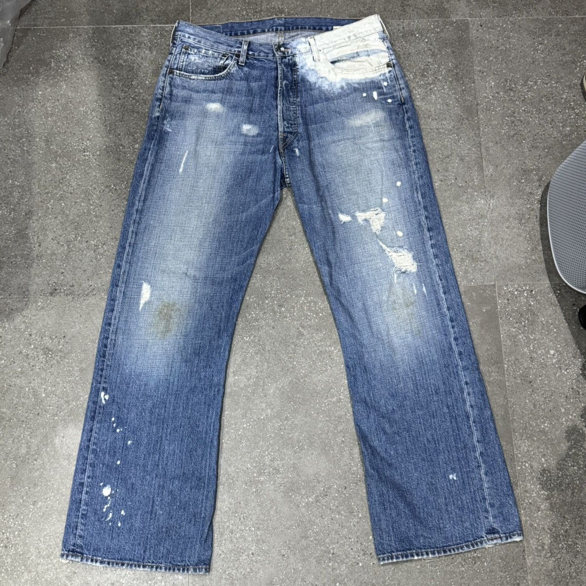 Ruehl No. 925 Ruehl 925 Distressed Boot Cut Paint Splatter Denim Jeans Size US 35 - 25 Thumbnail