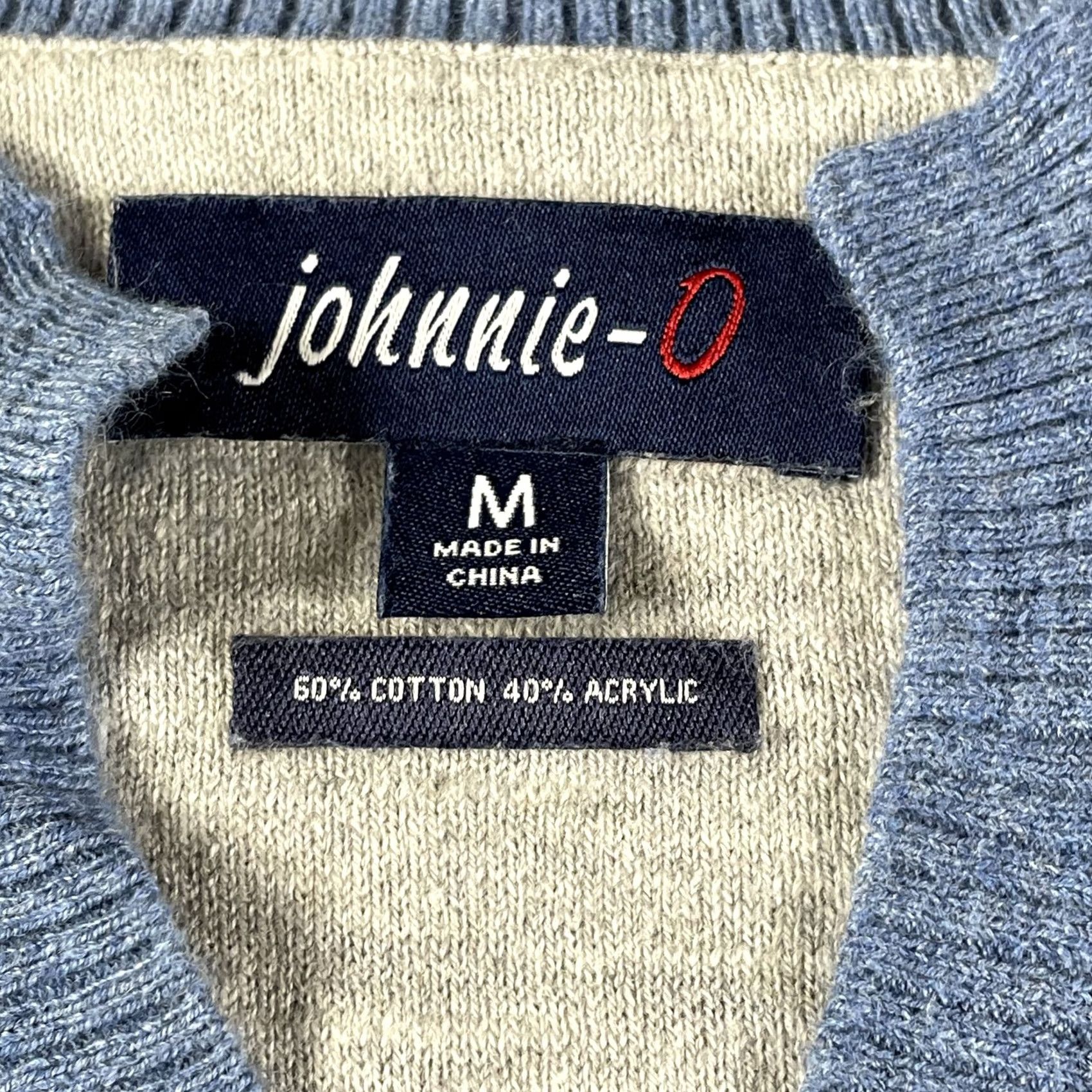 johnnie-O VINTAGE Johnnie-O Sweater Mens Medium Blue Textured Pullover Golf Crest Knit Wool blend Size US M / EU 48-50 / 2 - 2 Thumbnail