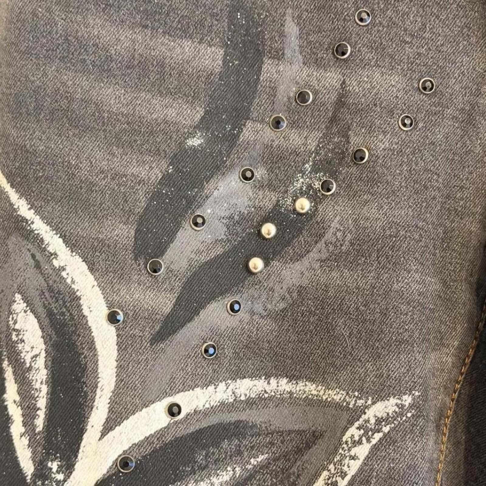 Other Grunge y2k style flower motif flare denim jeans Size 26" / US 2 / IT 38 - 3 Thumbnail