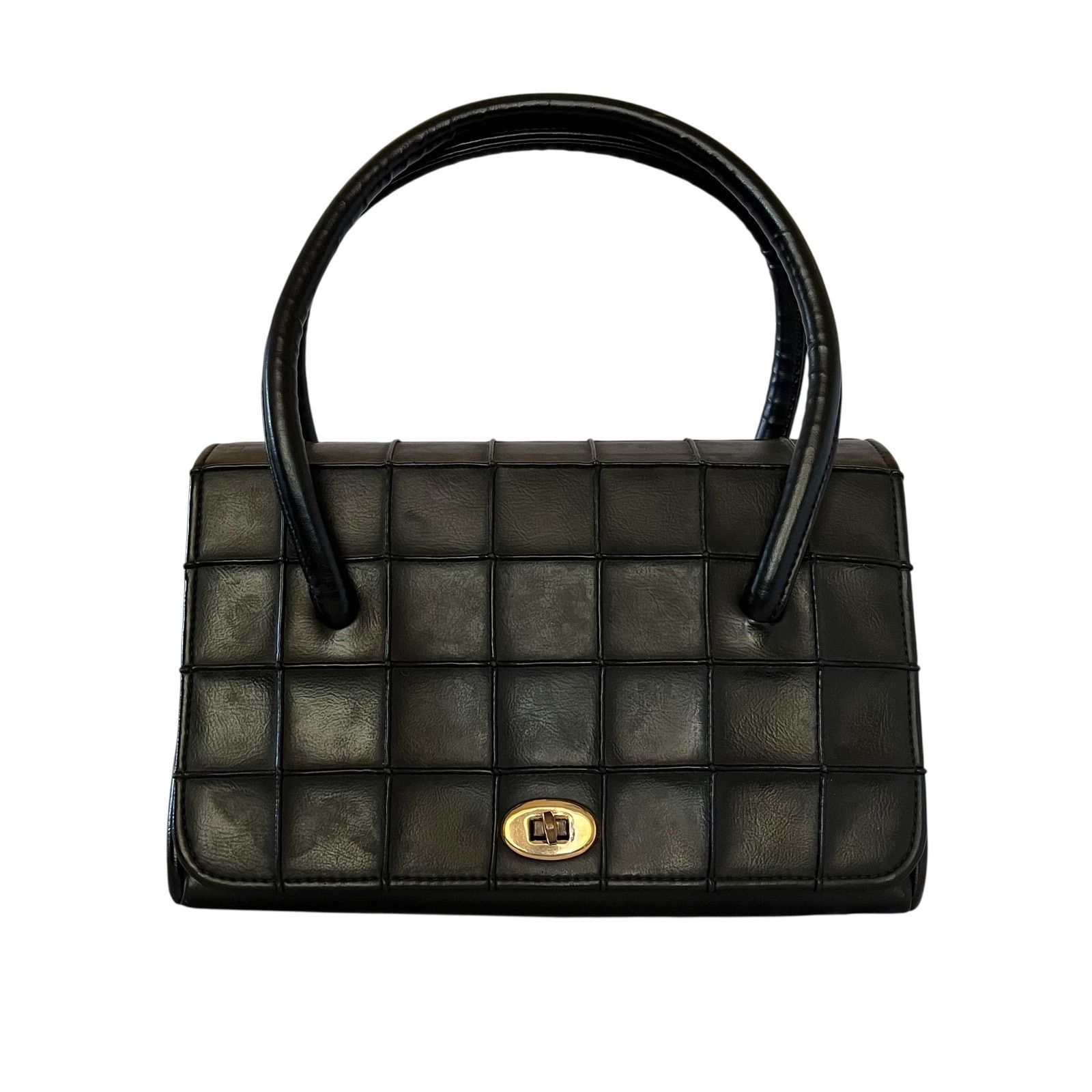 Vintage Vintage Verdi Black Embossed Turnlock Satchel Handbag Size ONE SIZE - 1 Thumbnail