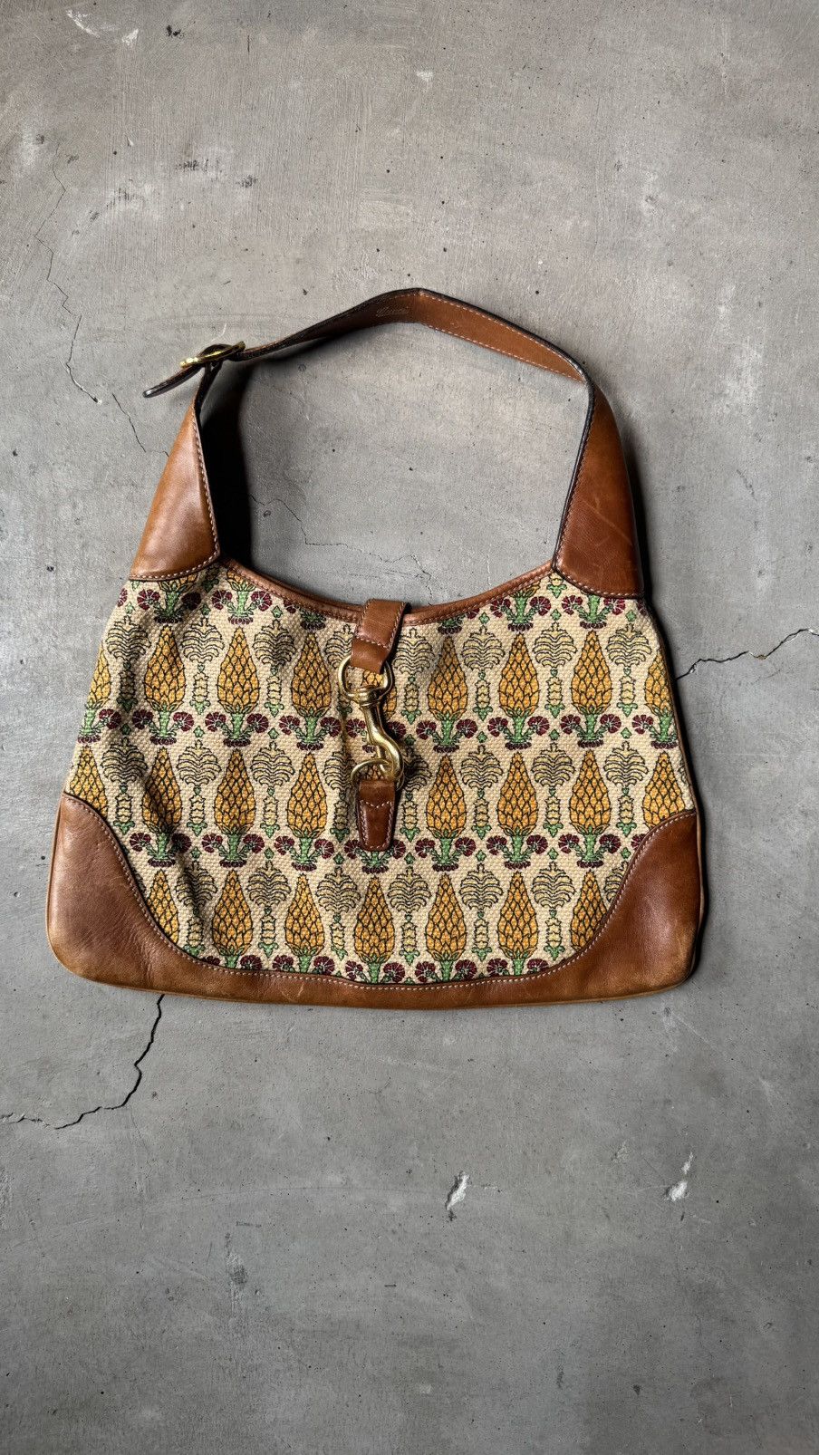 Gucci GUCCI Canvas Pineapple Print Jackie O Bouvier Hobo Brow Size ONE SIZE - 2 Thumbnail