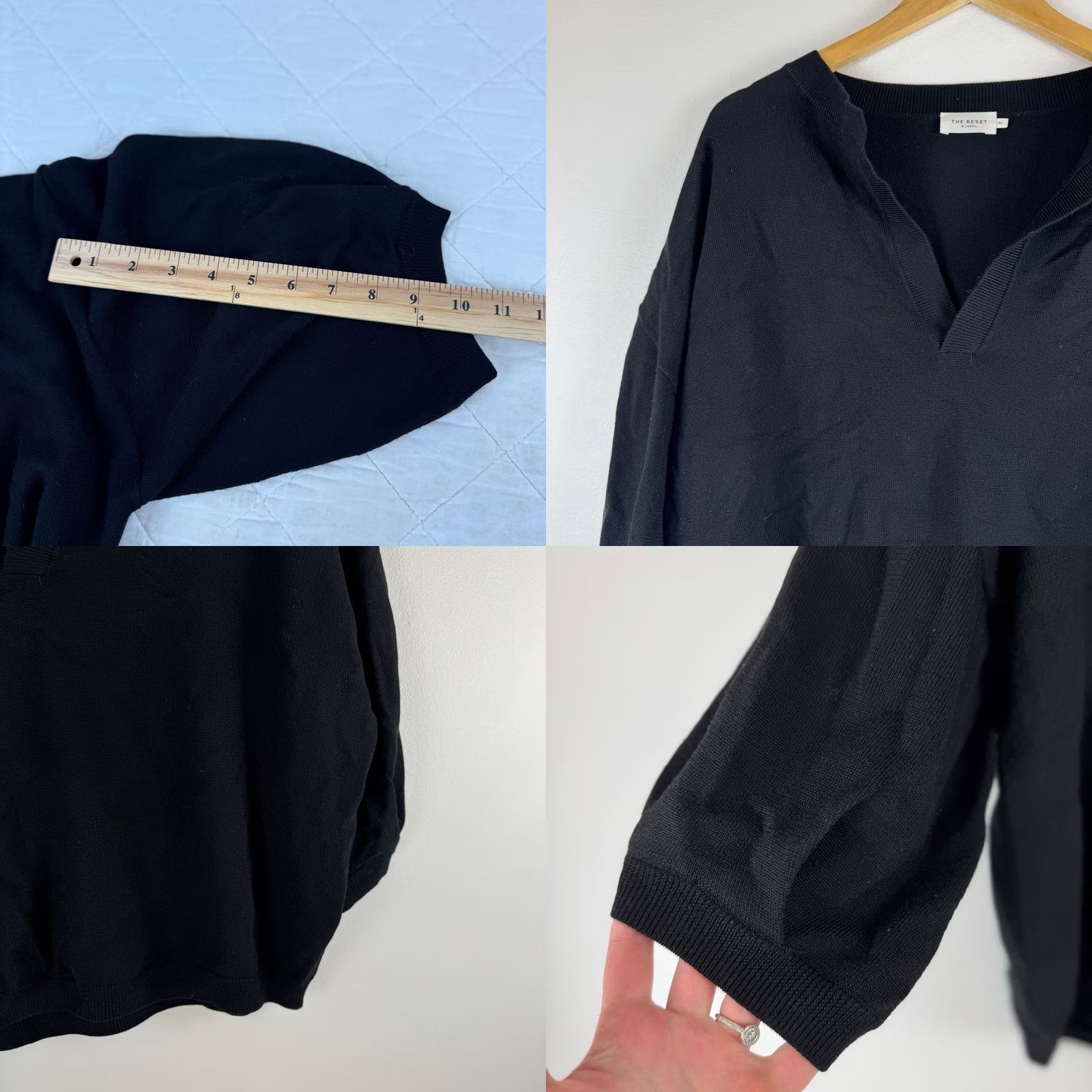 Vintage The Reset Wool V-Neck Pullover Shoulder Relaxed Fit Womens XL Black Sweater Size XL / US 12-14 / IT 48-50 - 8 Thumbnail