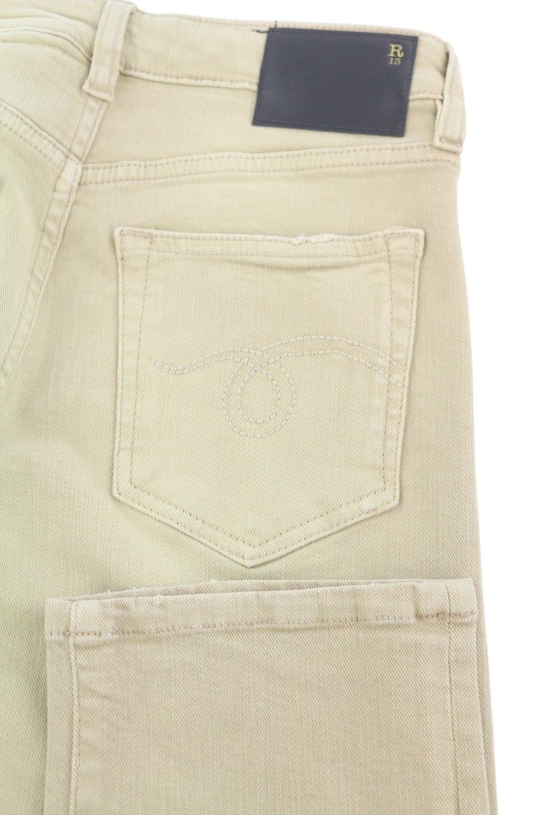R13 BOY STRAIGHT 24 Khaki Stretch Washed Cropped Zip 86267 Size 24" / US 00 / IT 34 - 6 Thumbnail