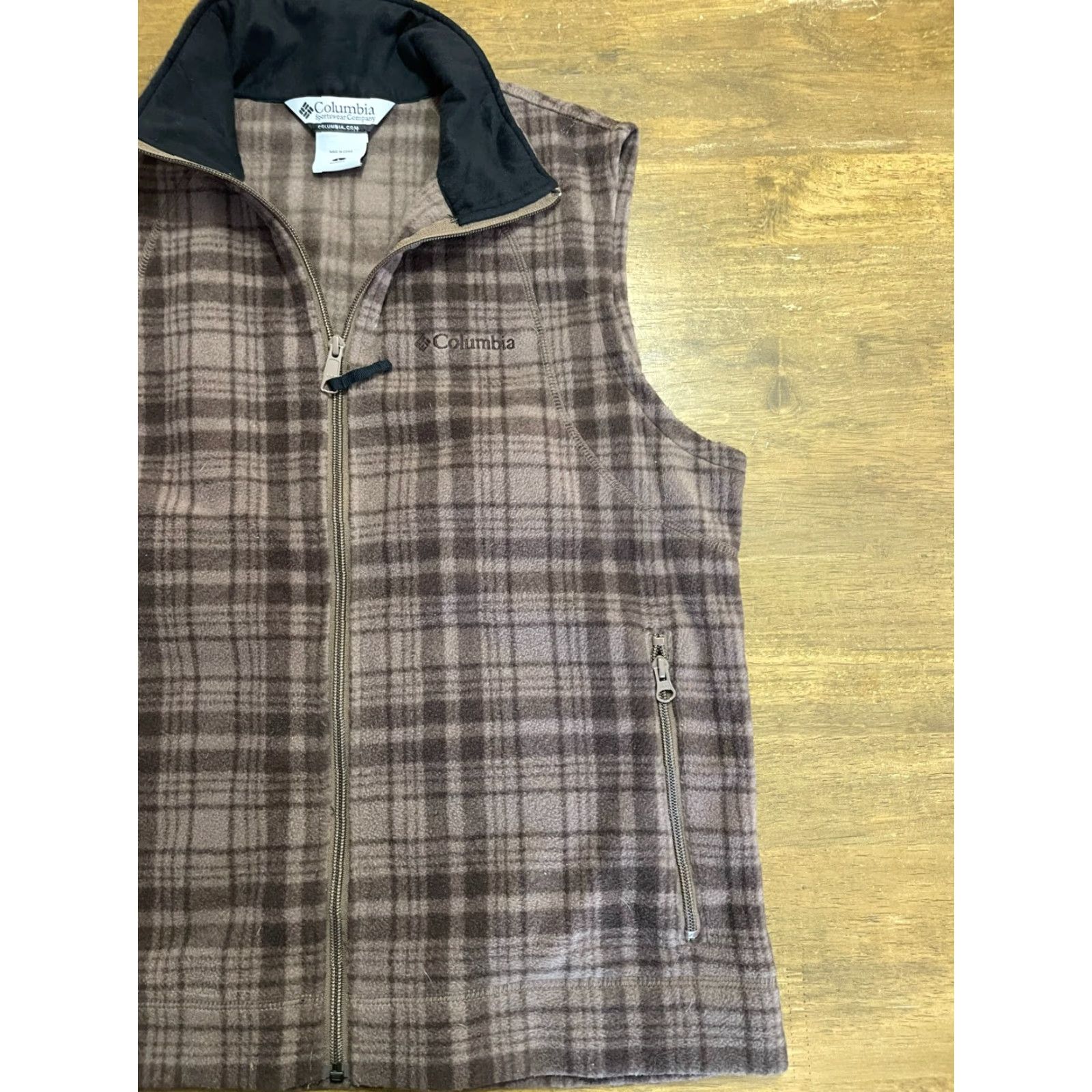 Vintage Columbia Sweater, Women's Size Large, Brown Plaid, Full Zip, Sleeveless, Vest Size L / US 10 / IT 46 - 3 Thumbnail