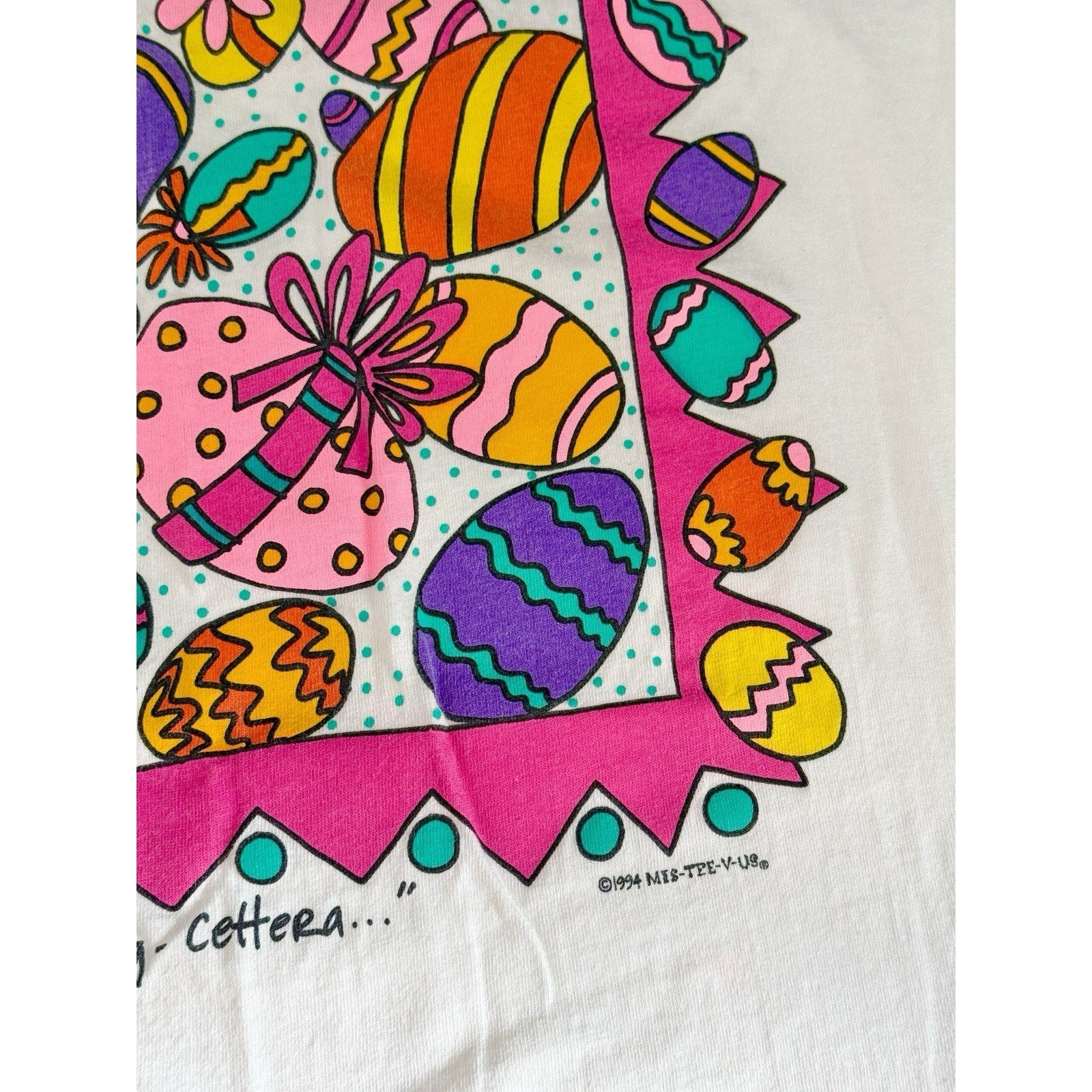 The Unbranded Brand Vintage 1994 Melissa Egg-cettera Easter T-Shirt 90s Unisex Size XL / US 12-14 / IT 48-50 - 5 Thumbnail