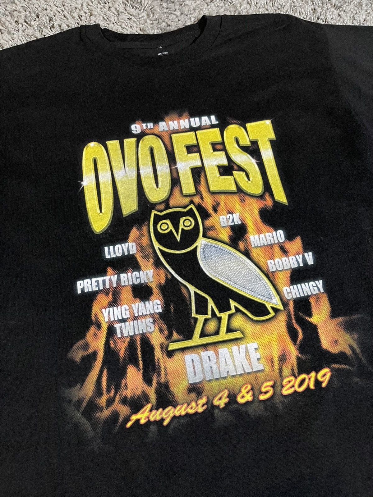 Drake 2019 OVO Drake 9th Tour Fest Exclusive Merch Owl Tee Size US M / EU 48-50 / 2 - 2 Thumbnail