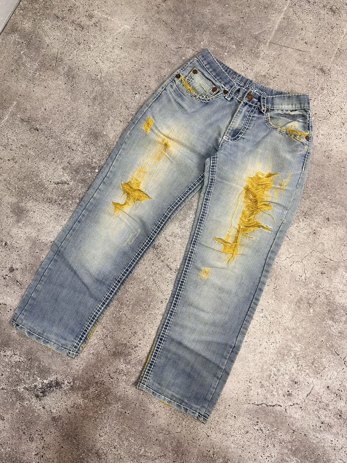 True Religion Vintage USA True Religion Japan Distressed Faded Denim Y2K Size US 31 - 4 Thumbnail