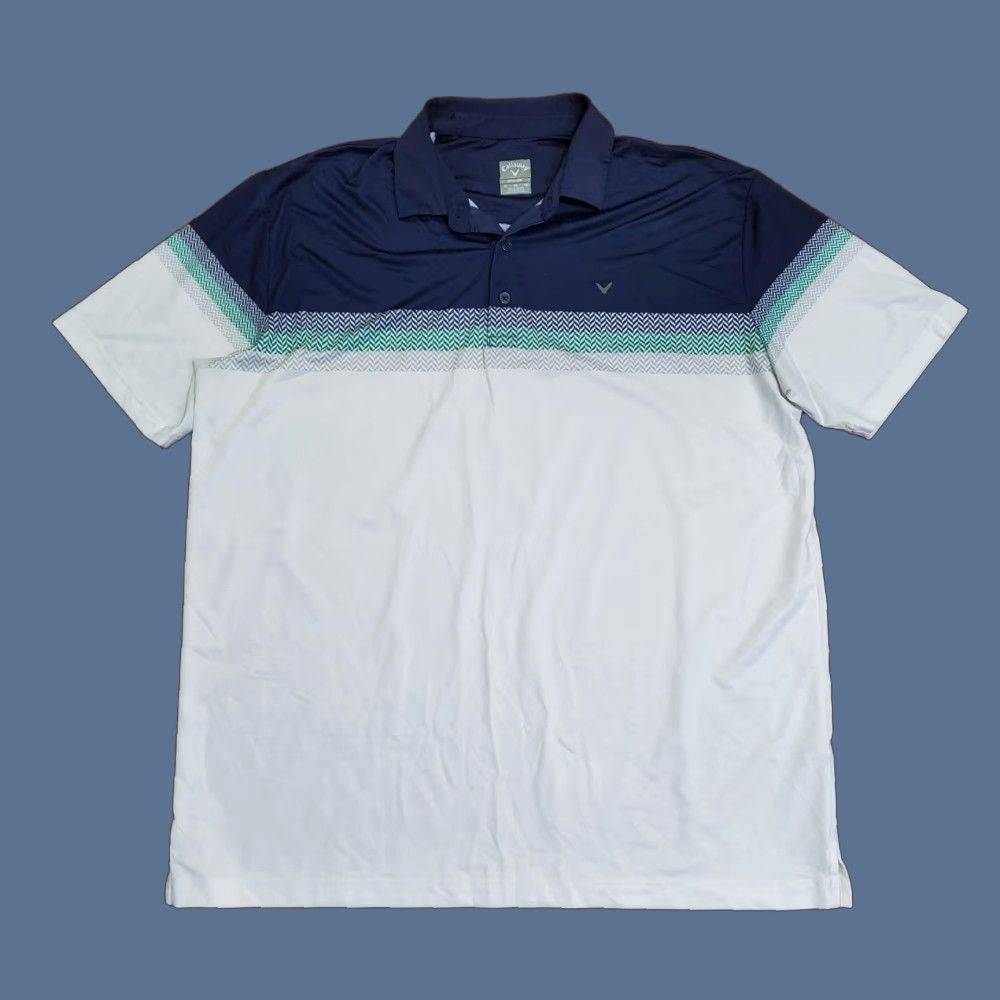 Callaway Callaway Polo Shirt Mens XL Navy White Chevron Opti-Dri Golf Performance Short Sleeve Size US XL / EU 56 / 4 - 1 Thumbnail