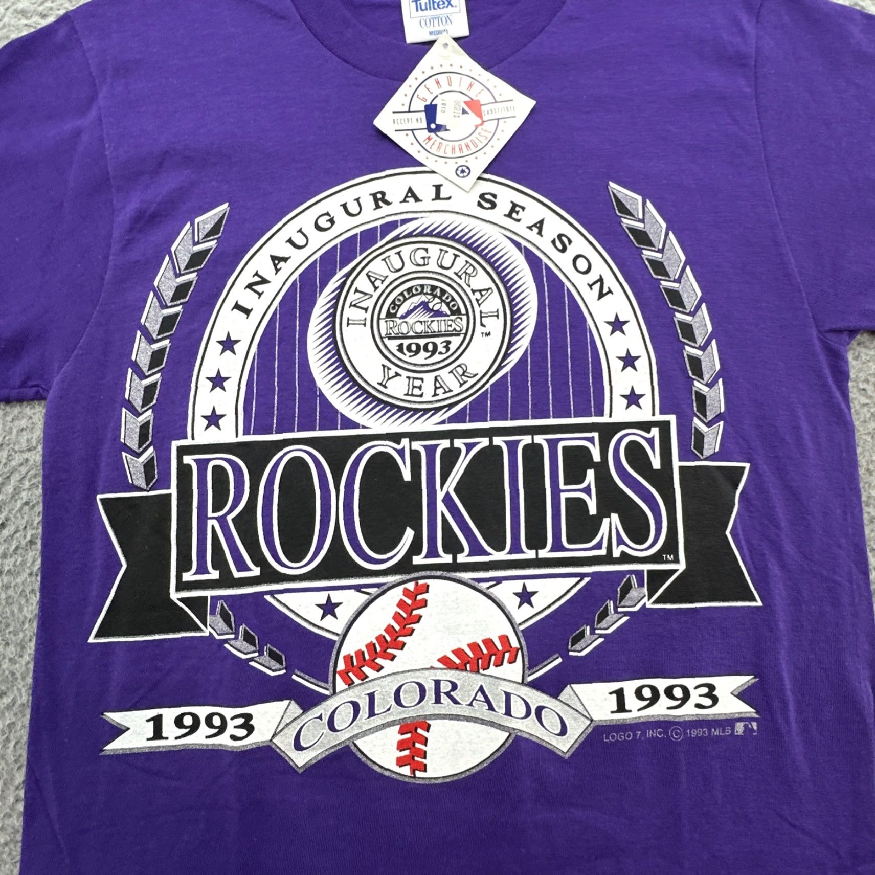 Tultex VINTAGE Rockies Shirt Mens Medium Purple 90s Tultex NWT Inaugural Season 1993 Cotton Short Sleeve Rocky der? Size US M / EU 48-50 / 2 - 2 Thumbnail