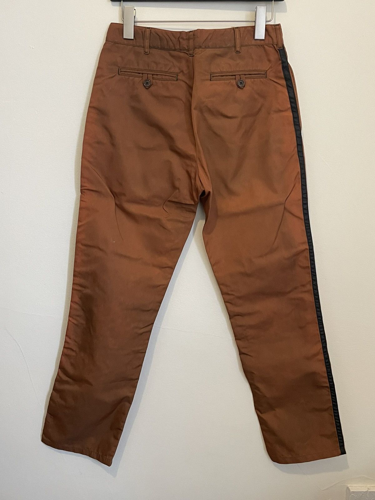 Helmut Lang 1996 Burnt Orange Nylon Stripe Trousers Size US 30 / EU 46 - 2 Thumbnail