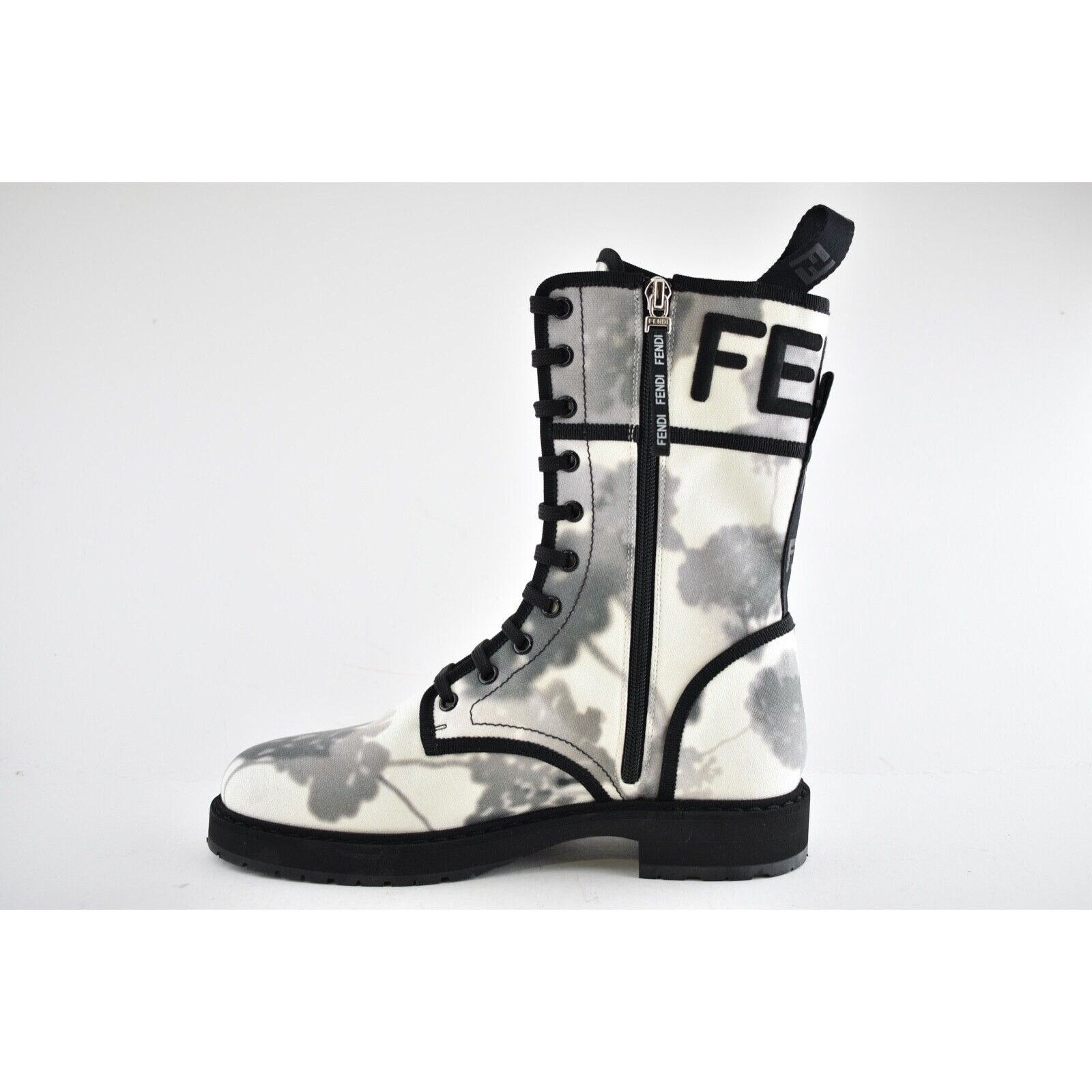 Fendi Fendi Black Grey White Tie Dye Canvas Lace Up Tie Logo Size US 6 / IT 36 - 8 Thumbnail