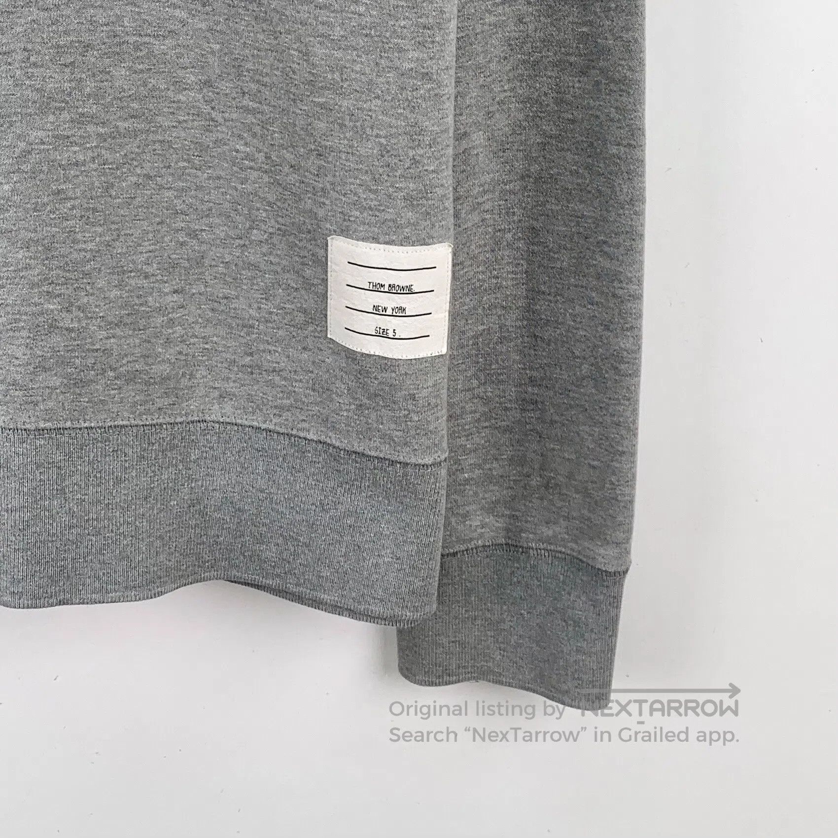 Thom Browne Thom Browne Gray Classic Four-Stripe Cotton Crewneck Long Size US L / EU 52-54 / 3 - 5 Thumbnail