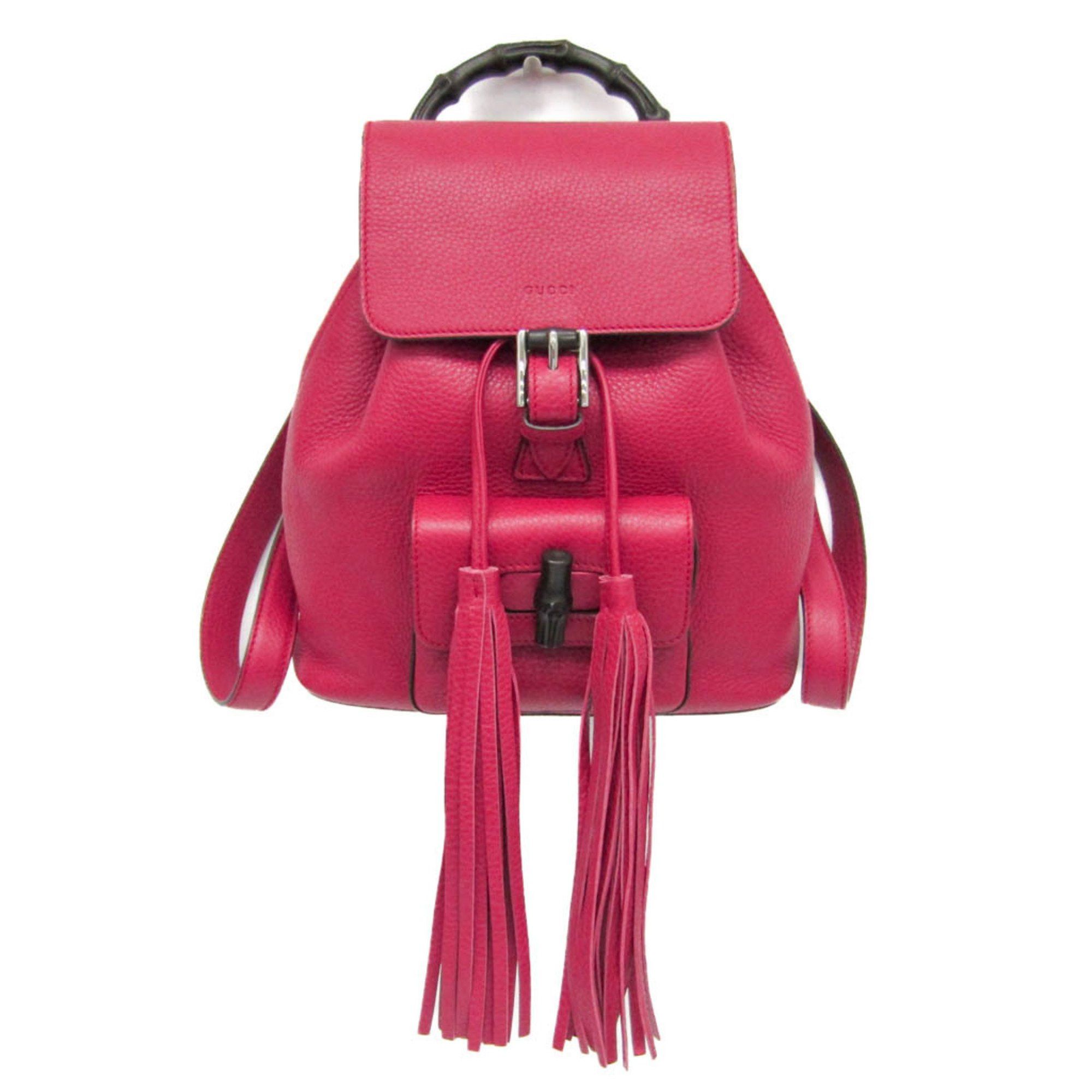 Gucci Gucci Bamboo 387149 Women's Leather,Bamboo Backpack Pink Red Size ONE SIZE - 1 Thumbnail