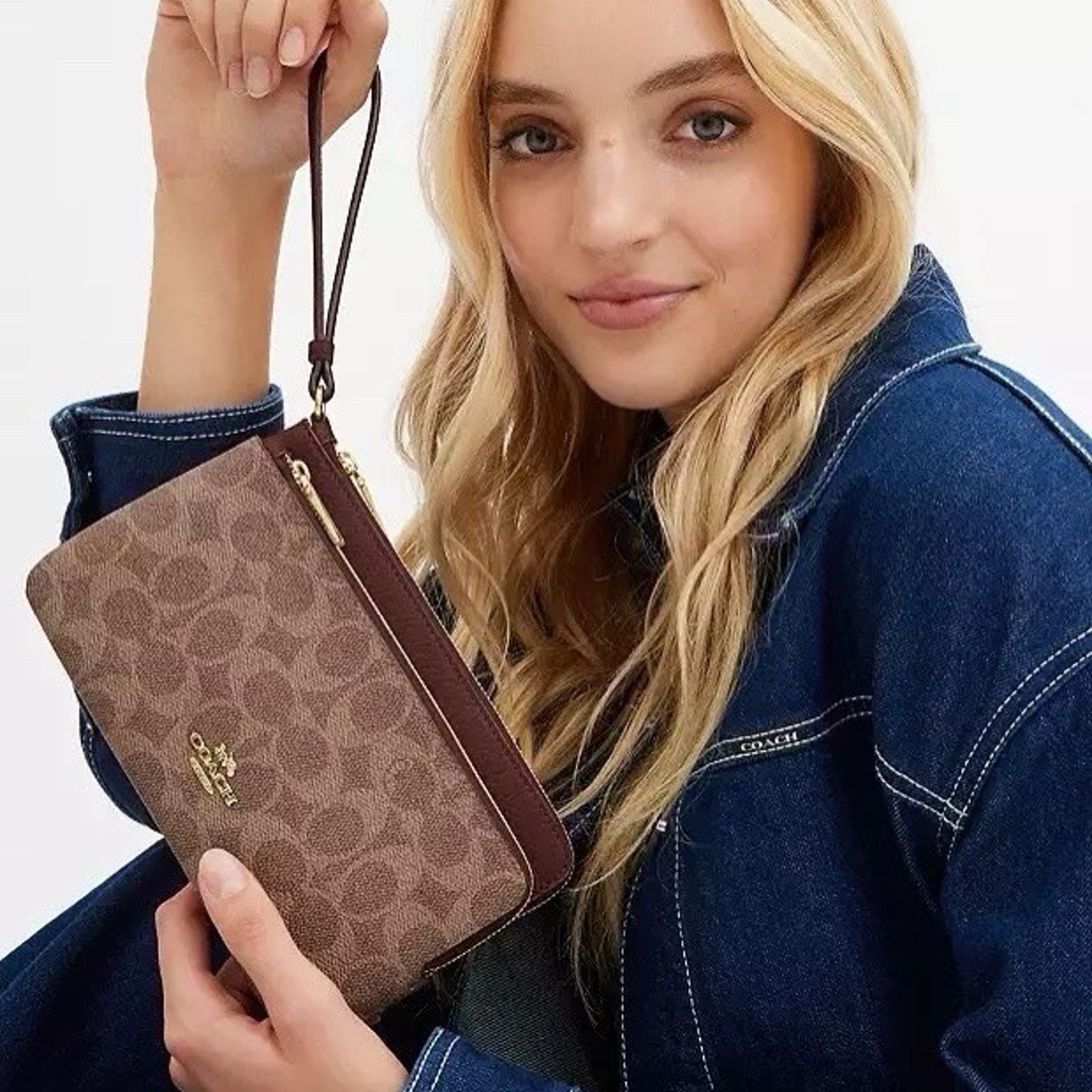 Coach NWT Coach Double Zip Wallet Wristlet CX161 Gold/Tan/Brown Size ONE SIZE - 9 Thumbnail