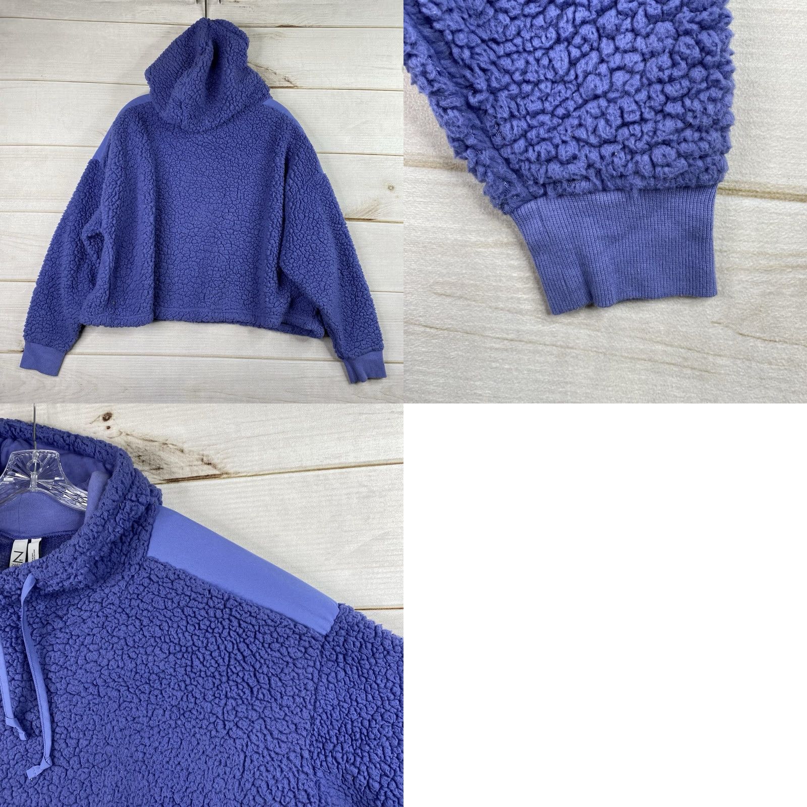Vintage Zella Hoodie Womens XL Blue Fleece Pullover Top Lightweight Sherpa Zipless Hooded Pullover Casual Activewear (Adult) Womens Size XL / US 12-14 / IT 48-50 - 8 Thumbnail